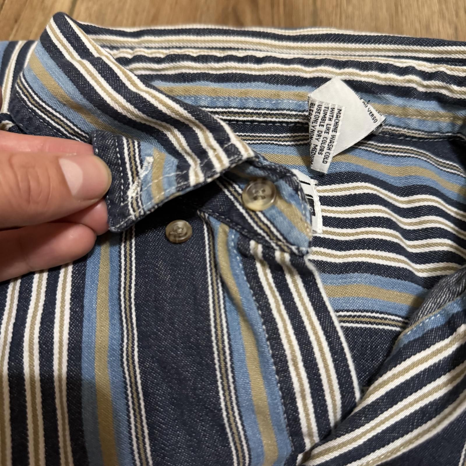 Basic Editions Vintage 90s Basic Editions Striped Denim Shirt XL Size US XL / EU 56 / 4 - 7 Thumbnail