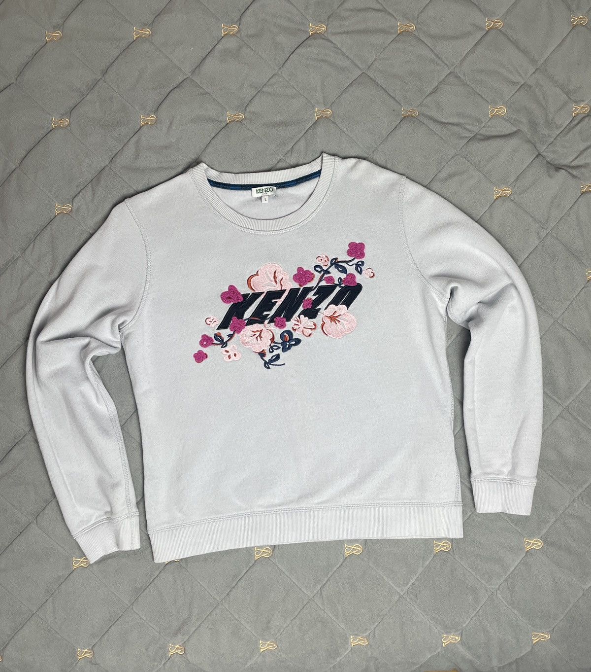 Kenzo 🧊Kenzo Paris Sweatshirt Sweater Flowers Print Big Logo Size L / US 10 / IT 46 - 1 Thumbnail