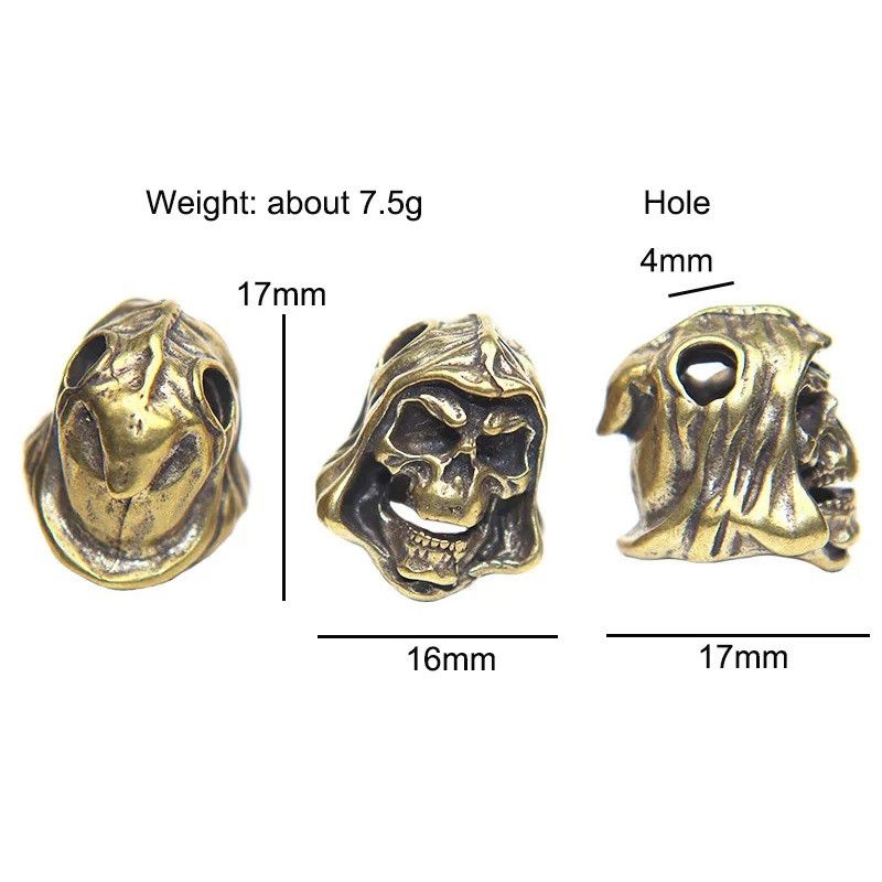 Handmade 3Pcs Grim Reaper Skull Knife Beads Paracord Bead Zipper Size ONE SIZE - 7 Thumbnail