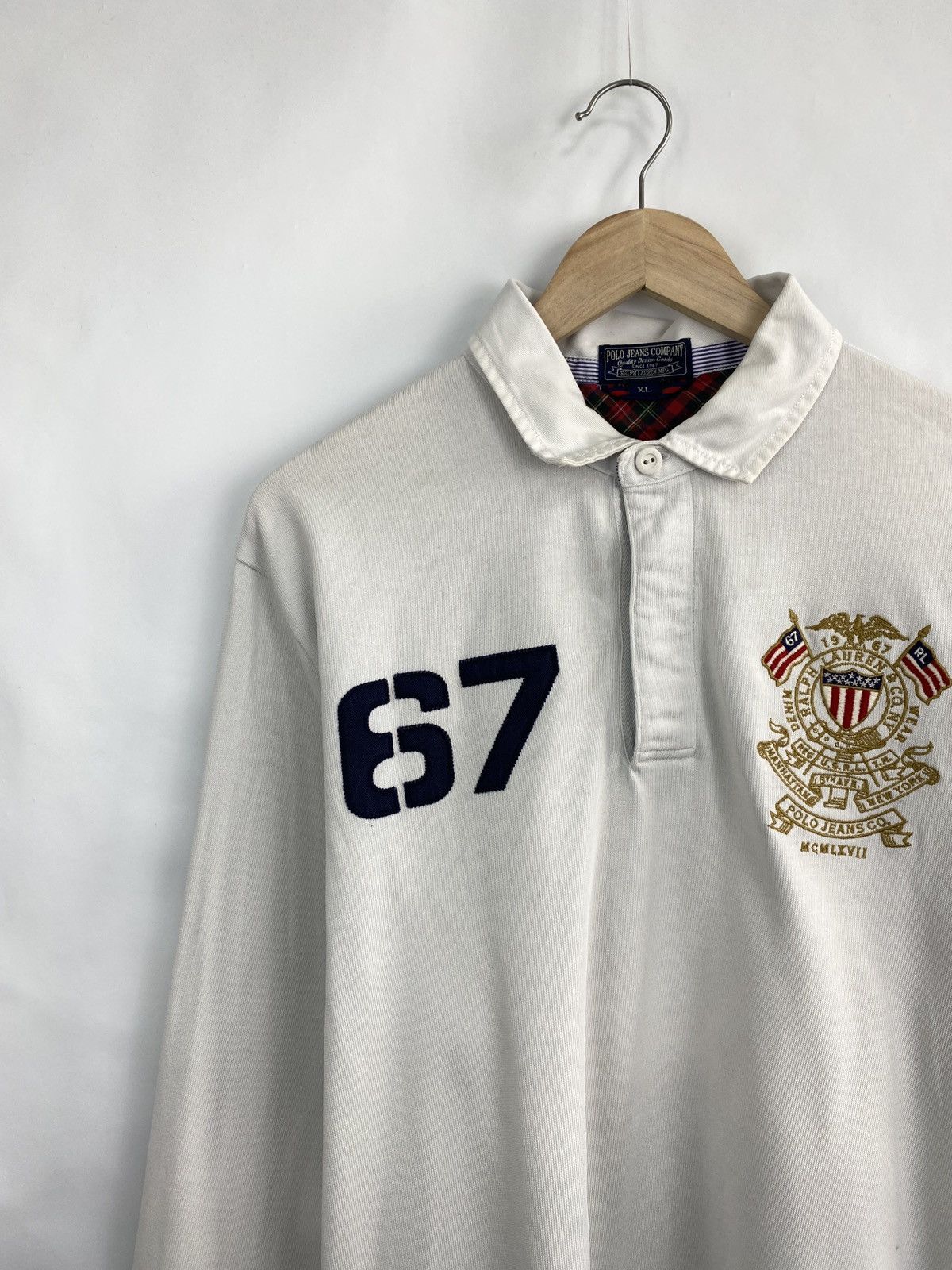 Polo Ralph Lauren 🏉 🇺🇸 Vintage Polo Ralph Lauren Rugby USA Flag Rare Retro Hype Size US XL / EU 56 / 4 - 2 Thumbnail