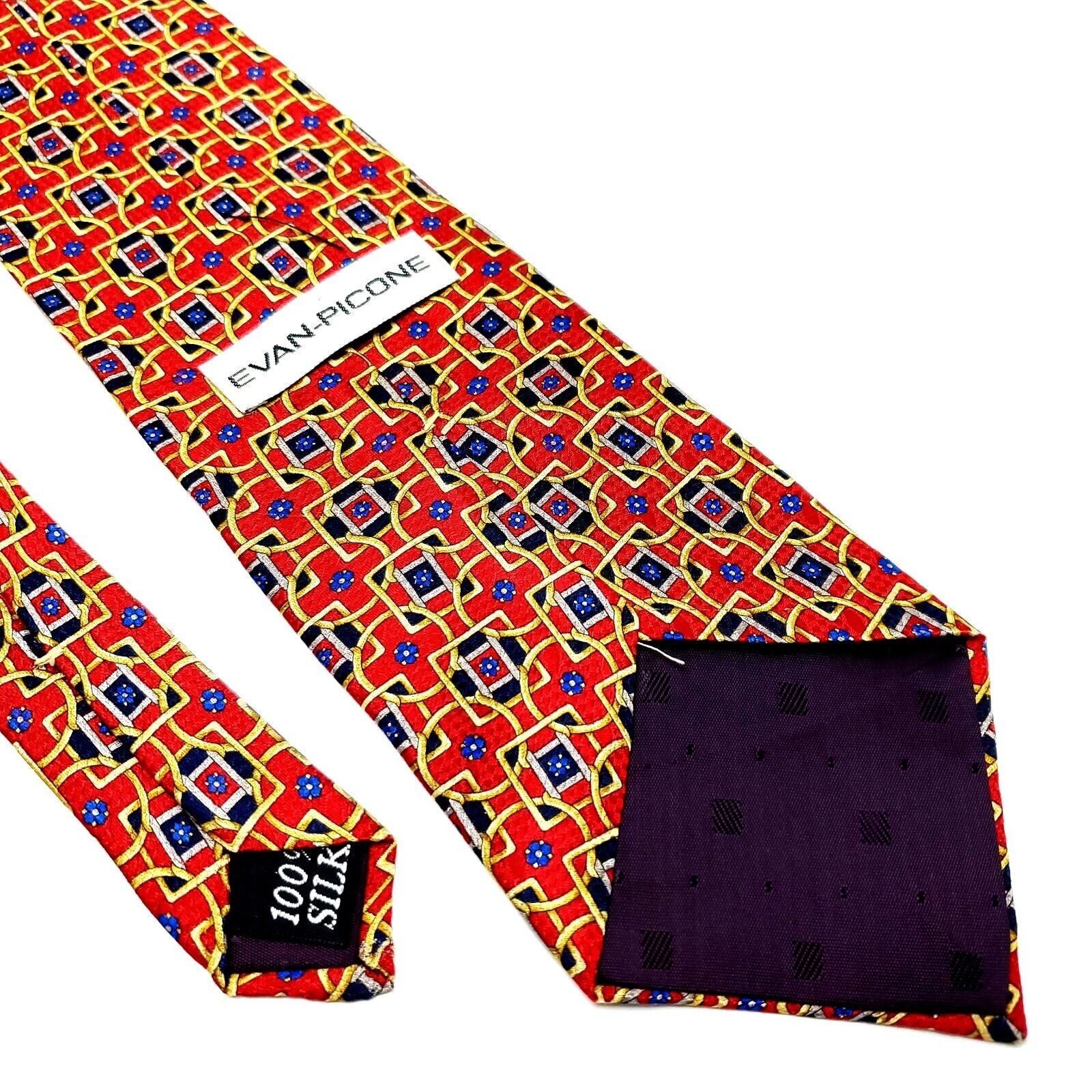 Evan Picone Evan Picone Silk Tie Red Print Geometric Wide Size ONE SIZE - 5 Thumbnail