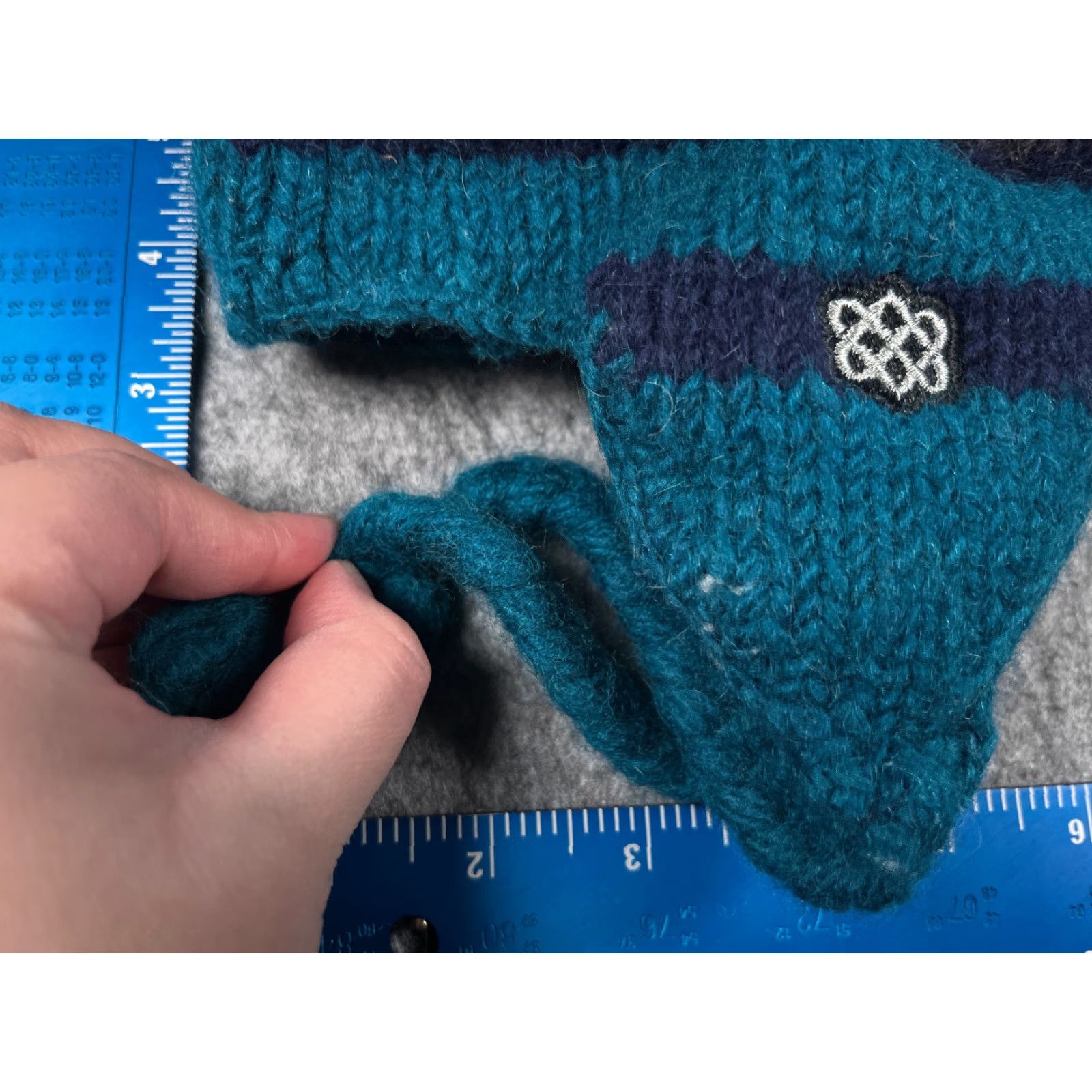 Vintage Sherpa Adventure Gear Beanie Adult Small Blue Wool Beanie Hat Mens Wool Ear Flap Lined Nepal Seasonal Outdoor Ski 90s Size ONE SIZE - 2 Thumbnail