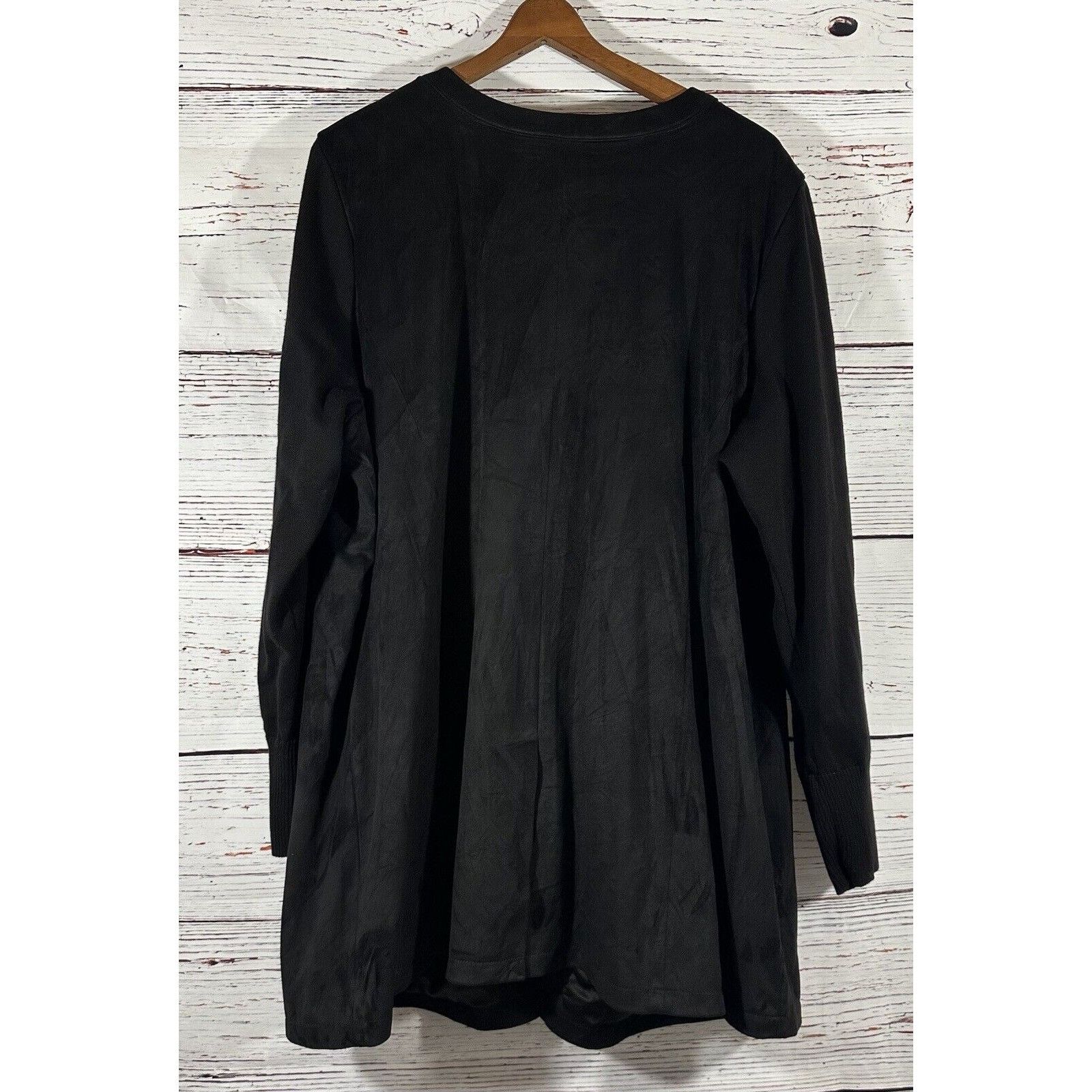 Halston H by Halston Faux Suede Sweater Jacket With Knit Sleeves Bla Size XXL / US 16-18 / IT 52-54 - 9 Thumbnail