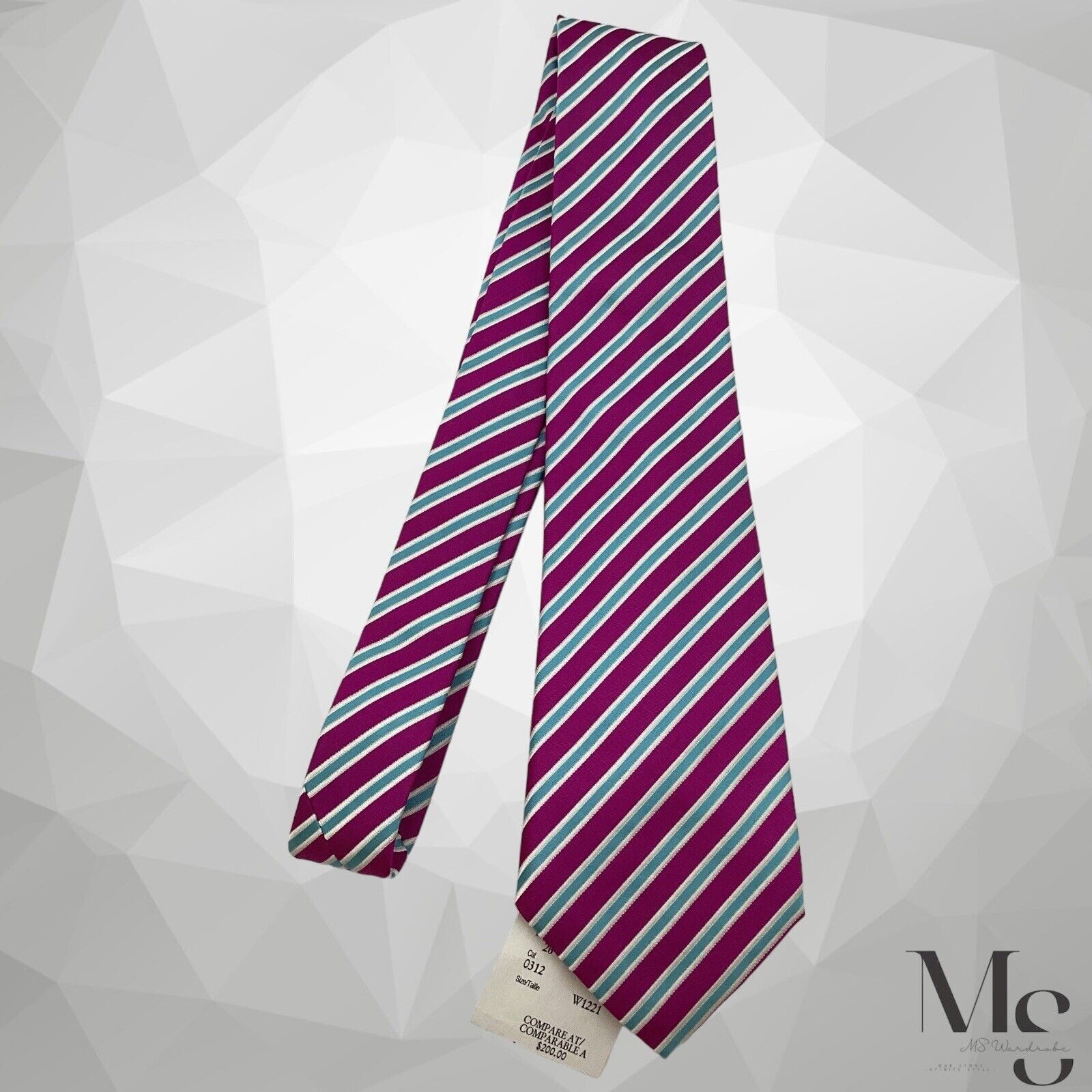 Kiton $200 KITON NAPOLI 7Fold Purple Striped Silk Tie Italy Size ONE SIZE - 4 Thumbnail