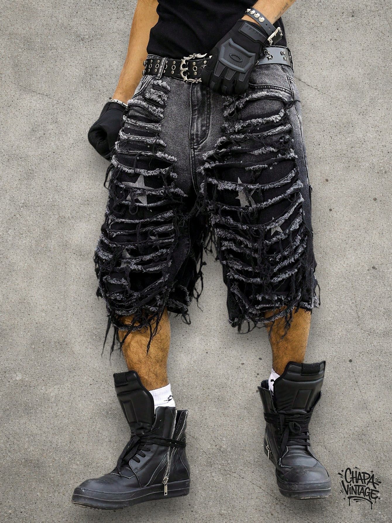 Japanese Brand Ripped opium goth shorts Size US 32 / EU 48 - 3 Thumbnail