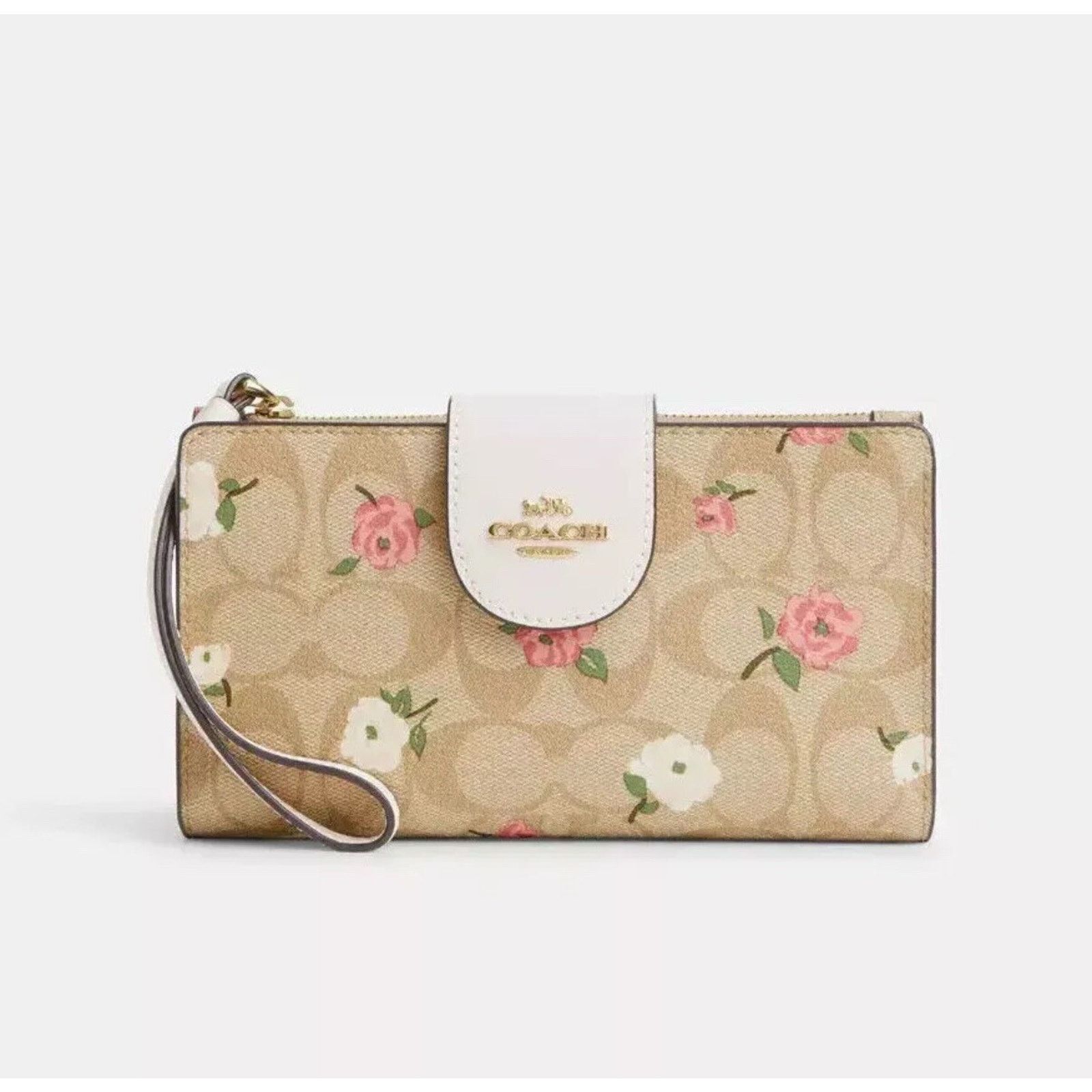 Coach NWT Coach tech Phone Wallet Floral Light Khaki ChalkCR967 Size ONE SIZE - 4 Thumbnail