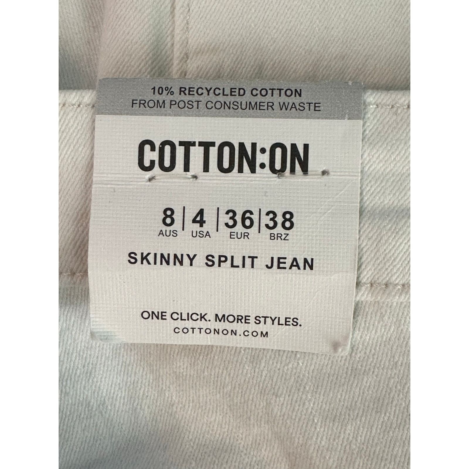 Cotton On Cotton On white high rise skinny split jeans size 4 Size 27" / US 4 / IT 40 - 6 Thumbnail