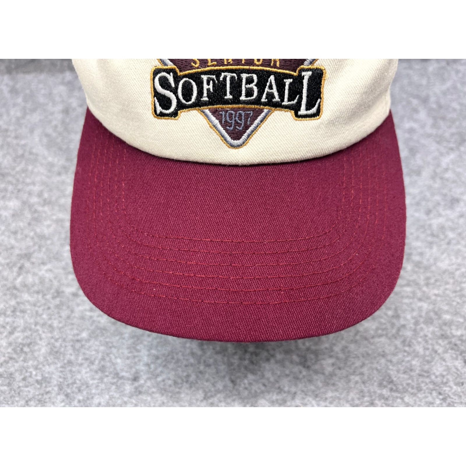 Champion Salt Lake City Senior Softball 1997 Champion Hat SnapBack Adult Ivory Red Cotton Twill Baseball Cap Mens Ballpark Sports Hat Size ONE SIZE - 3 Thumbnail