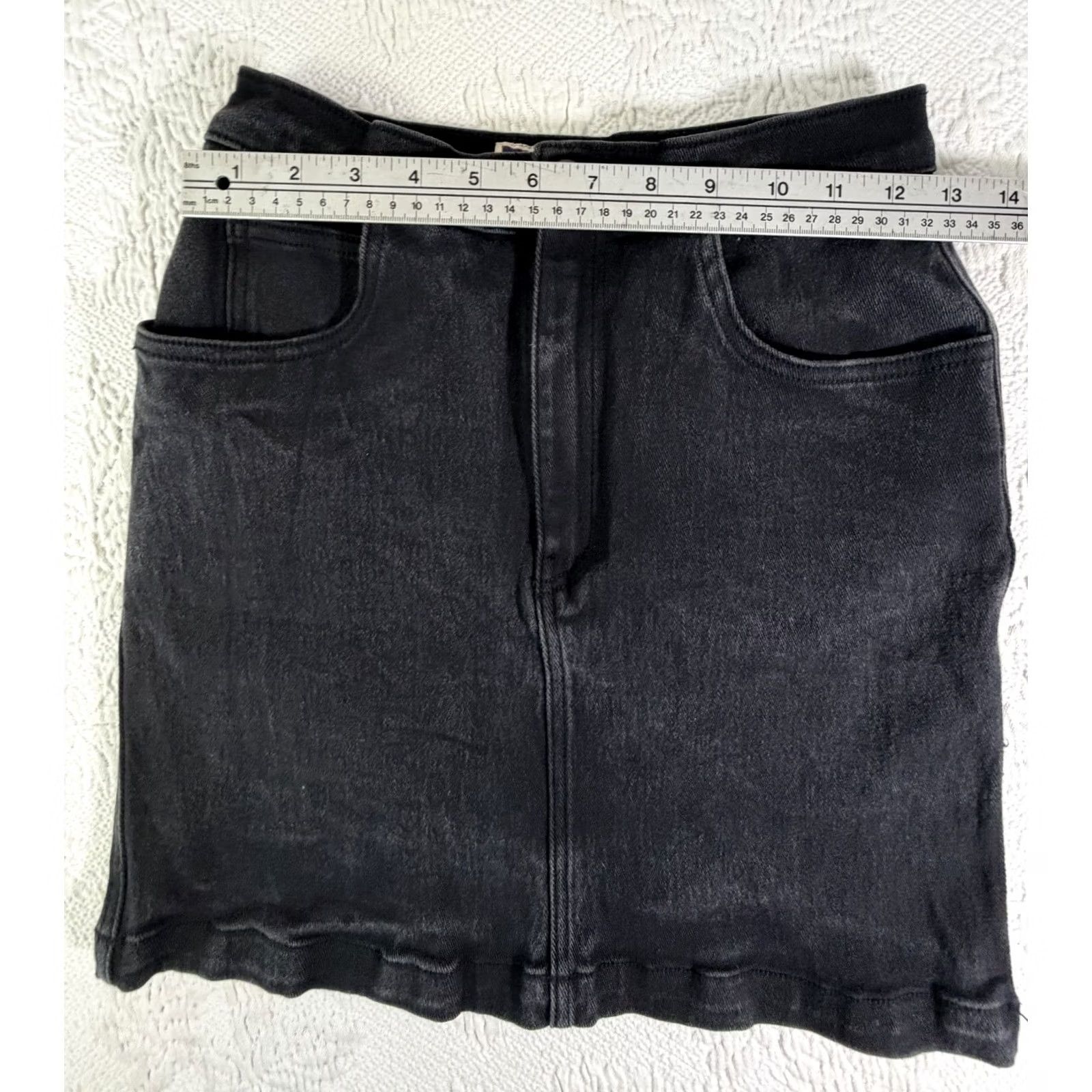 Harley Davidson Harley-Davidson Black Denim Mini Skirt Women's Size 6 Biker Grunge Size 28" / US 6 / IT 42 - 3 Thumbnail