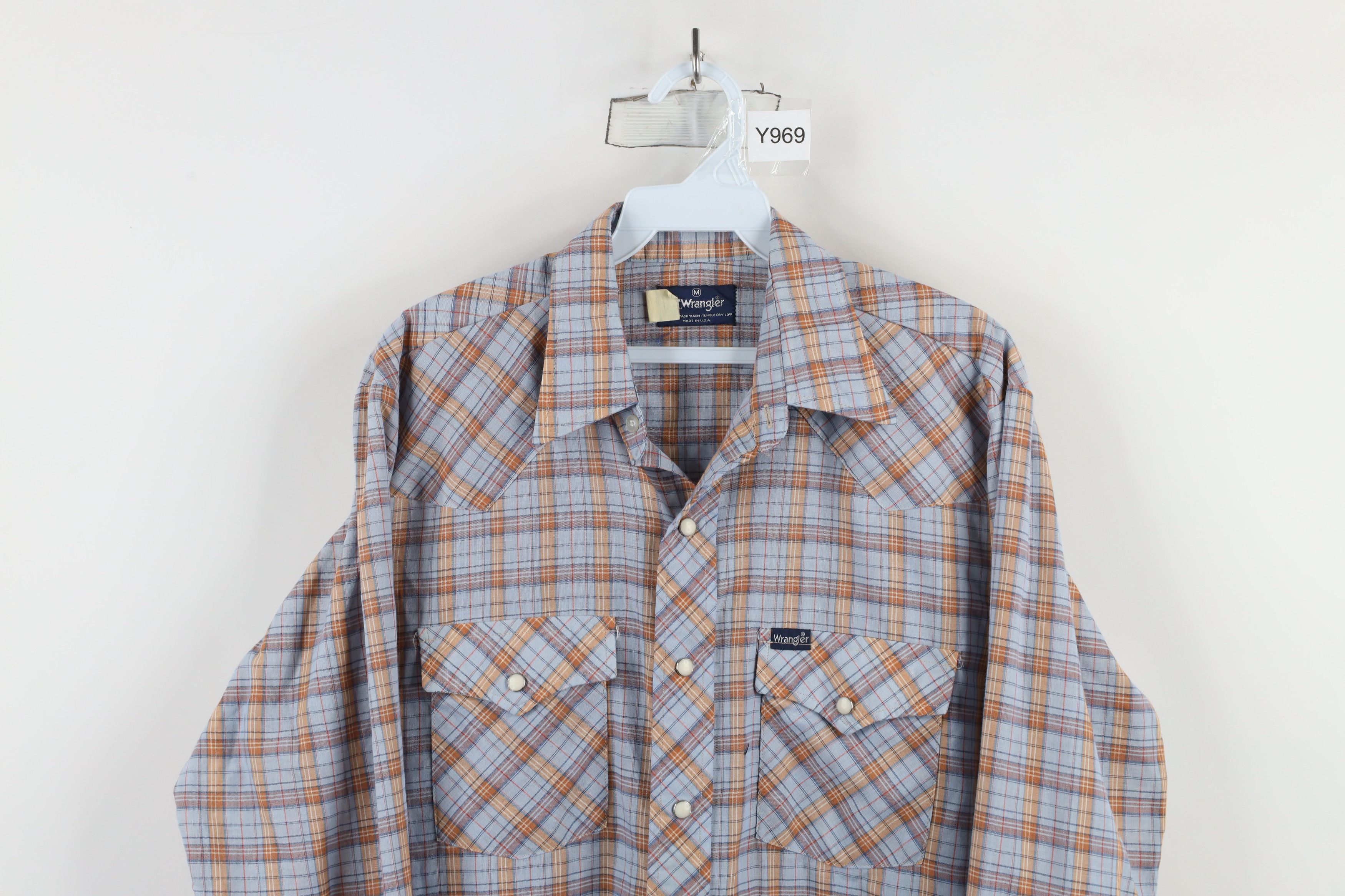Vintage × Wrangler Vintage 70s Wrangler Rodeo Snap Button Shirt Plaid USA Size US M / EU 48-50 / 2 - 2 Thumbnail