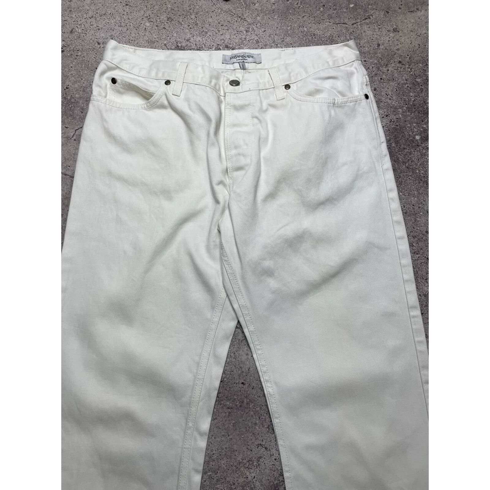 Yves Saint Laurent Vintage Yves Saint Laurent White Jeans Size XL Cotton Pants Size 34" / US 12 / IT 48 - 2 Thumbnail