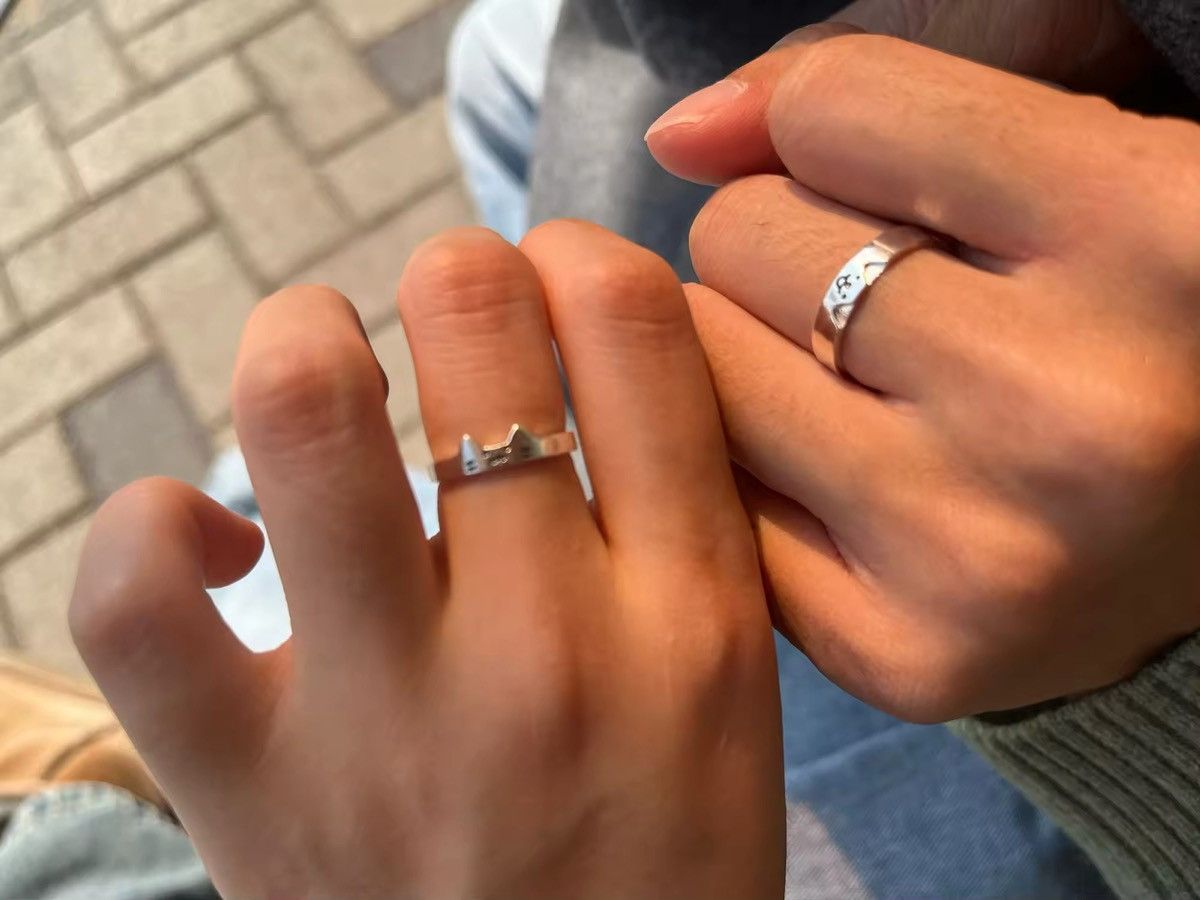 Other 2pcs Cute Cat Dog Animal Couple Ring Size ONE SIZE - 8 Thumbnail