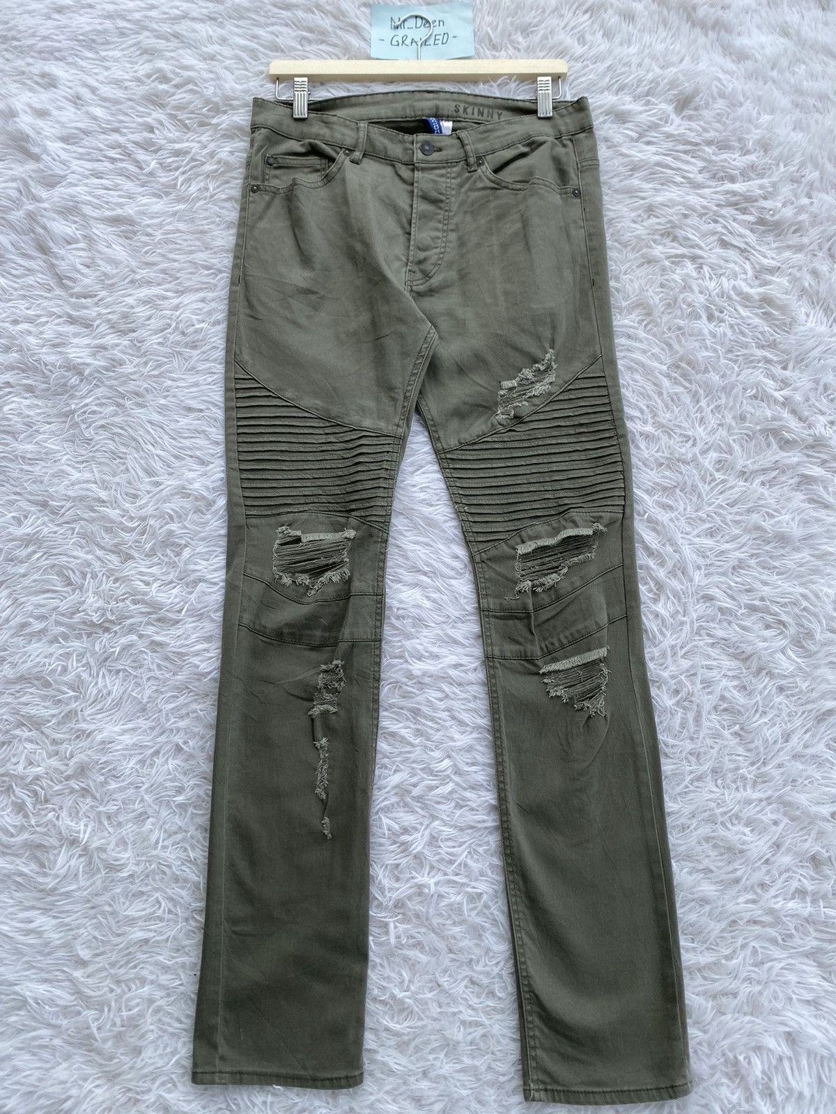 Japanese Brand Rare H&M Divided Distressed Biker Denim Skinny Pants Size US 31 - 4 Thumbnail