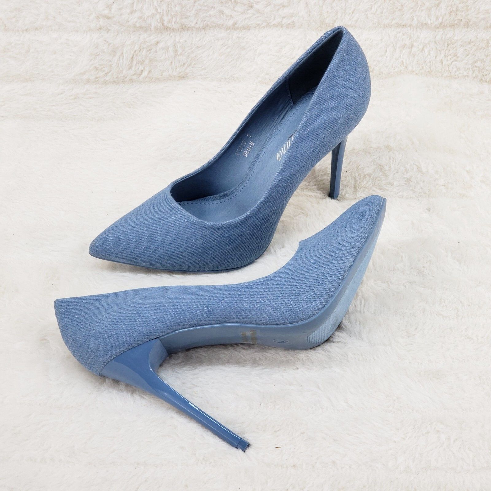 Other Fabio Medium Denim High Heel Shoes Pointy Toe Pump 7-11 (Siz Size US 7.5 / IT 37.5 - 1 Thumbnail