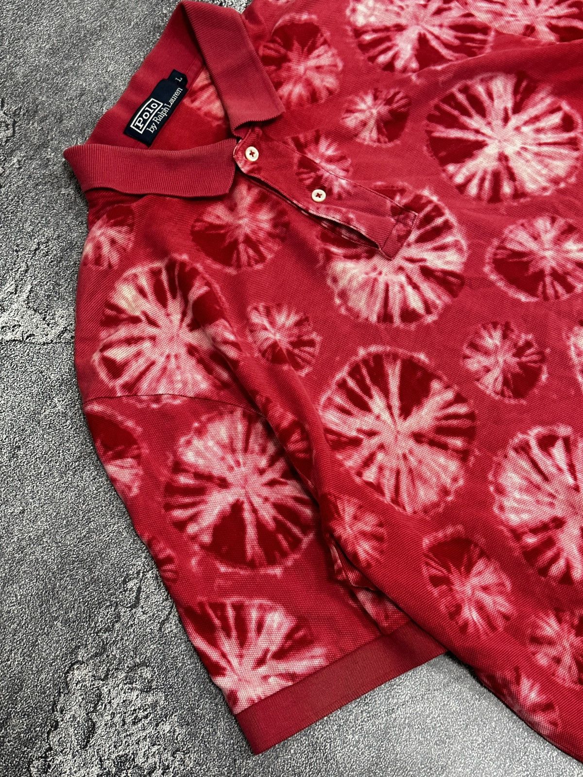 Vintage VIntage Ralph Lauren Tie-Dye Red Polo Shirt Mens Size L Size US L / EU 52-54 / 3 - 9 Thumbnail