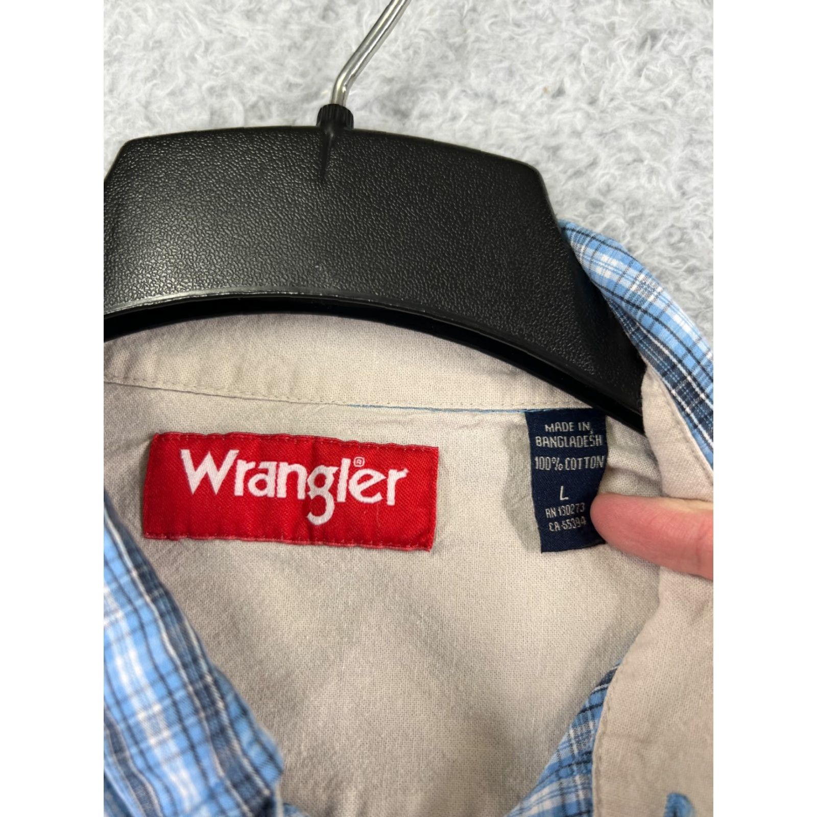 Wrangler Wrangler Shirt Mens Large Blue Plaid 100% Cotton Western Button-Up Pocket Size US L / EU 52-54 / 3 - 3 Thumbnail