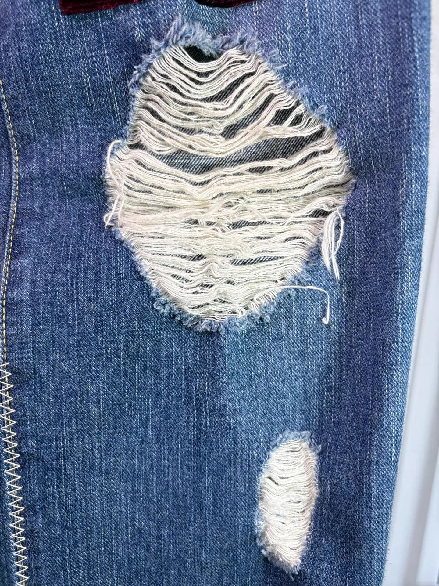 Number (N)ine Number (N)ine 03AW Velvet Patched Jeans Size US 32 / EU 48 - 4 Thumbnail