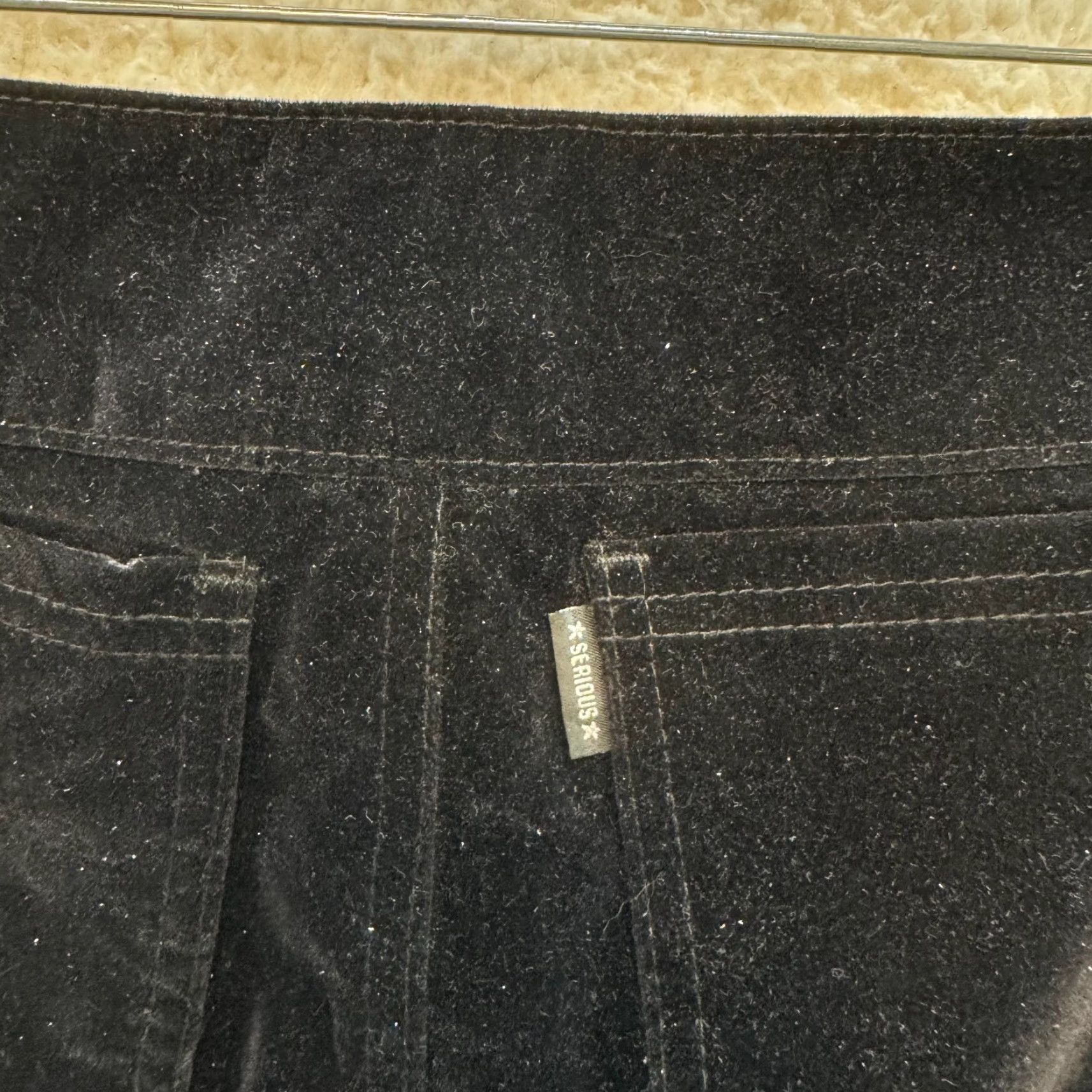 Vintage VINTAGE 90s Y2K Serious Flare Pants Black 2 4 25 Sparkle Glitter Star Rave Club Festival Girls Womens Mens Size 26" / US 2 / IT 38 - 6 Thumbnail