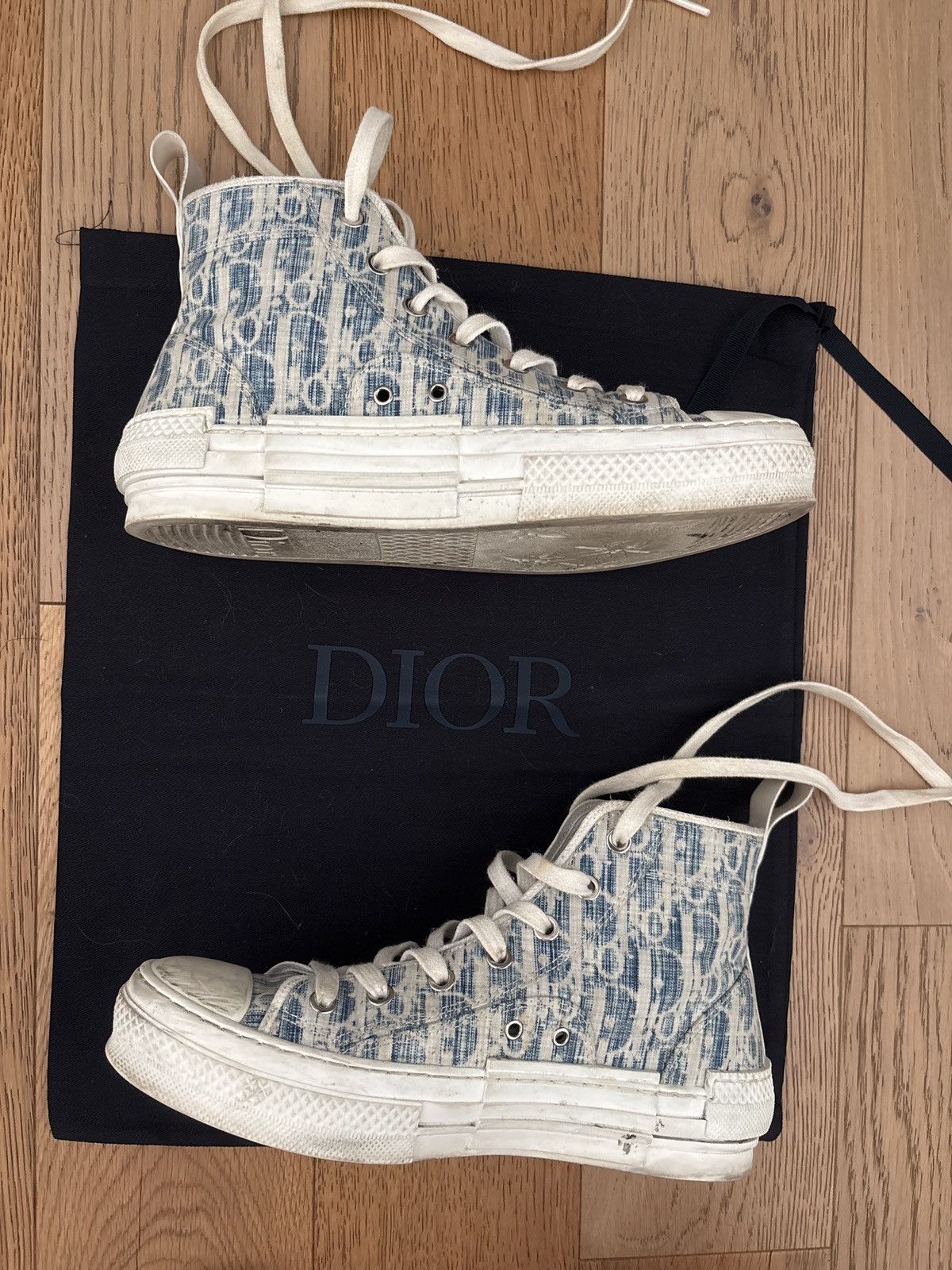 Dior Dior B23 High-Top Sneakers – Blue Oblique Kasuri Jacquard Size US 8.5 / IT 38.5 - 5 Thumbnail
