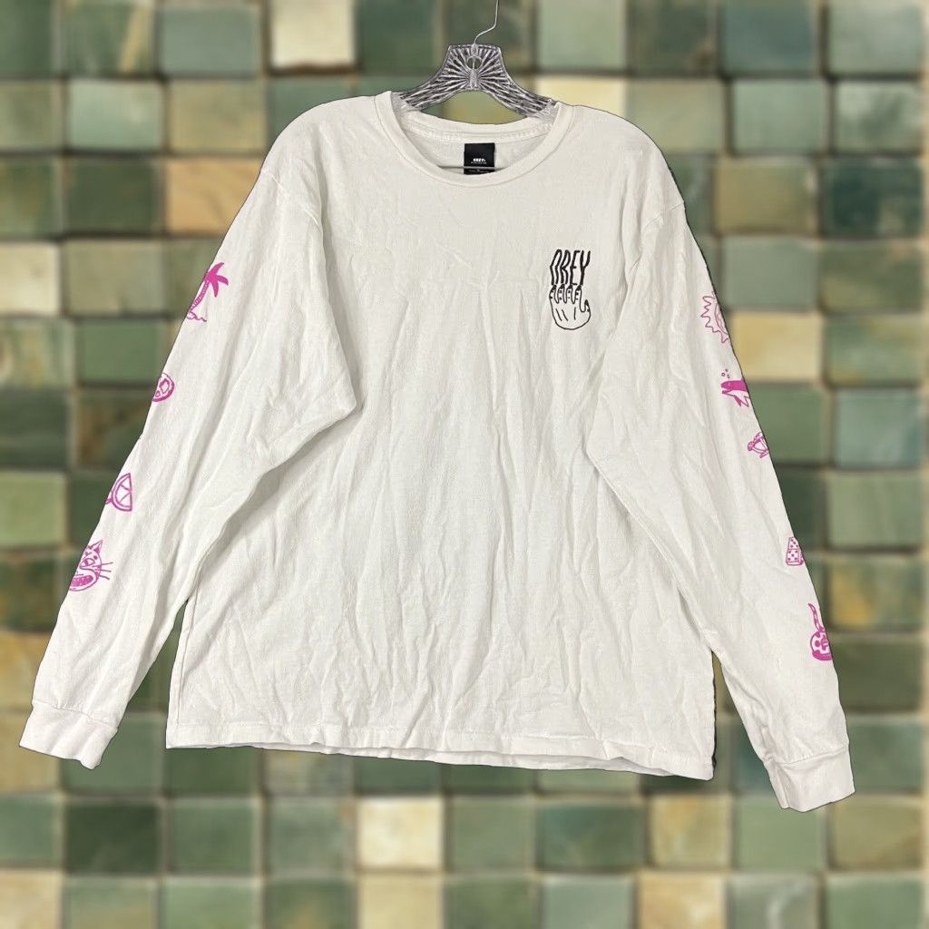 Obey OBEY Long Sleeve T Shirt Adult Large White Mens Size US L / EU 52-54 / 3 - 1 Thumbnail