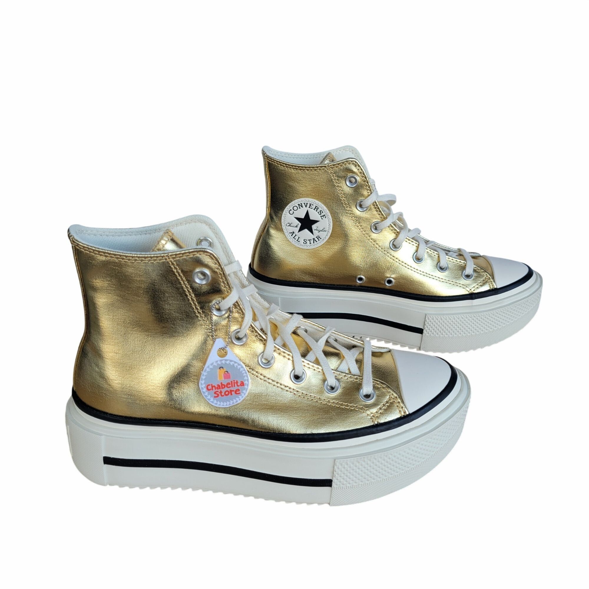 Converse ⭐Chuck Taylor All Star Lift Double Stack Metallic Gold Sz 9 Size US 9 / IT 39 - 2 Thumbnail
