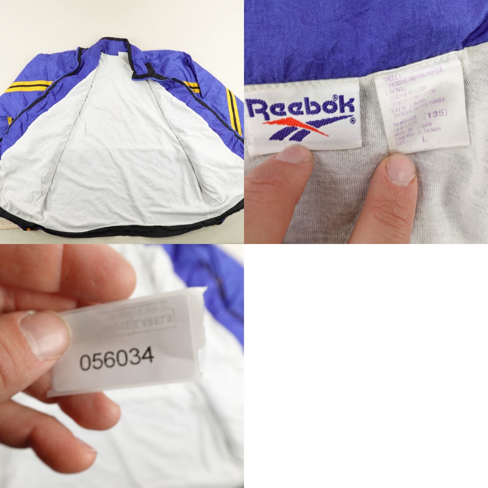 Reebok VINTAGE Reebok Jacket Men L Blue Windbreaker Lined 90s Geometric Nylon Full Zip Pockets Wind-Resistant Size US L / EU 52-54 / 3 - 8 Thumbnail