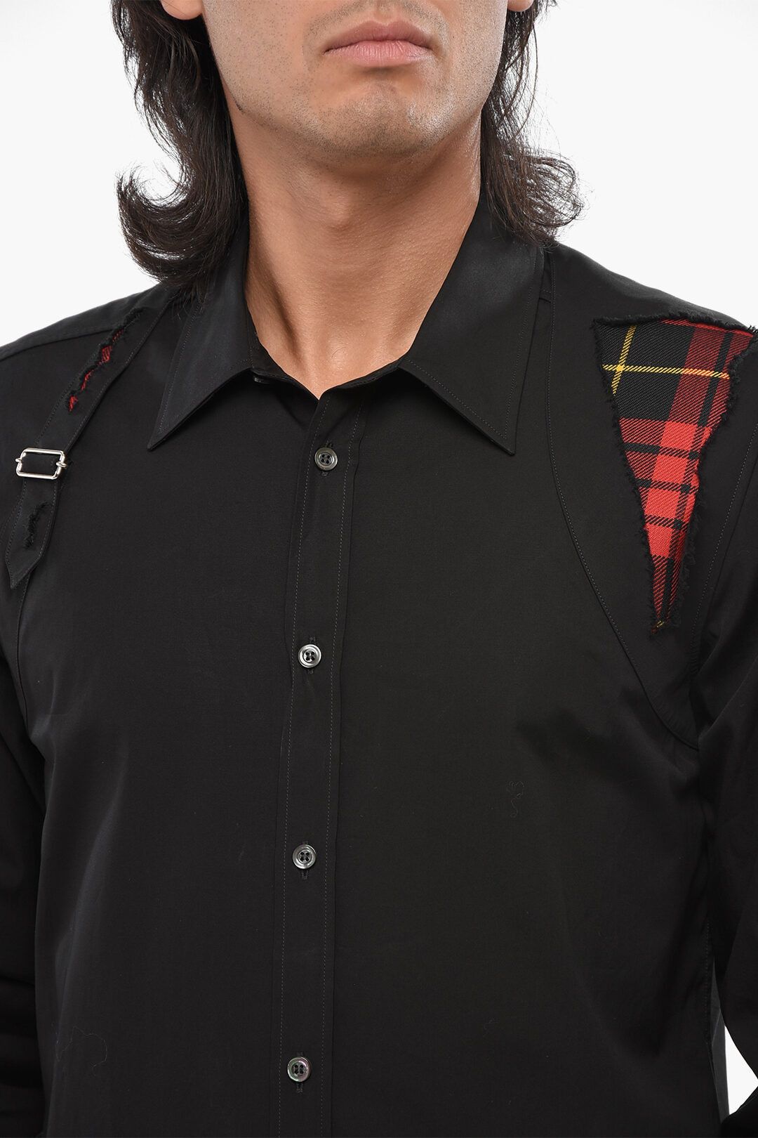 Alexander McQueen og1mm0925 Poplin Cotton Shirt in Black Size US L / EU 52-54 / 3 - 3 Thumbnail