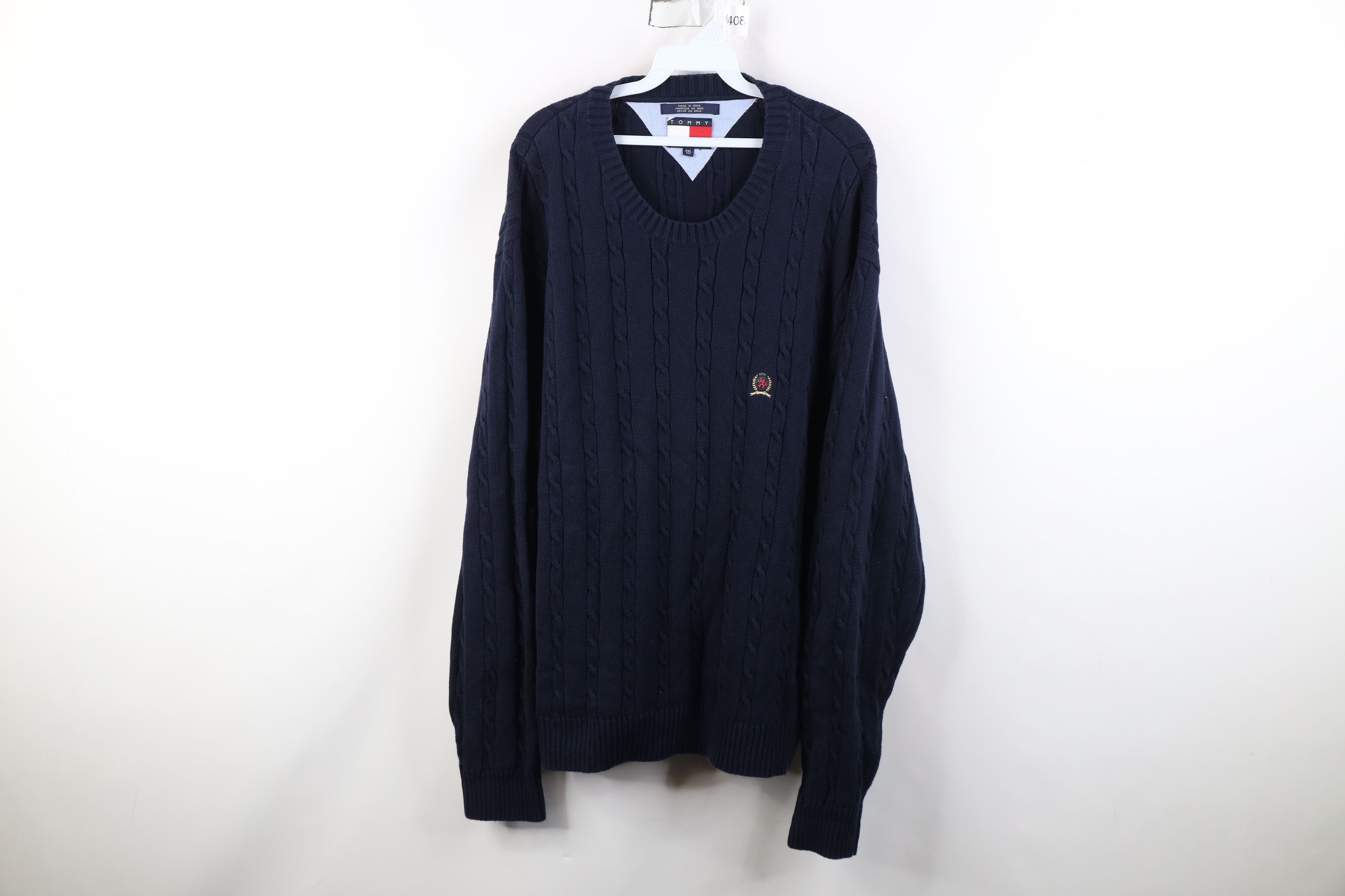 Tommy Hilfiger Vintage 90s Tommy Hilfiger Cotton Cable Knit Sweater Blue Size US XXL / EU 58 / 5 - 1 Thumbnail