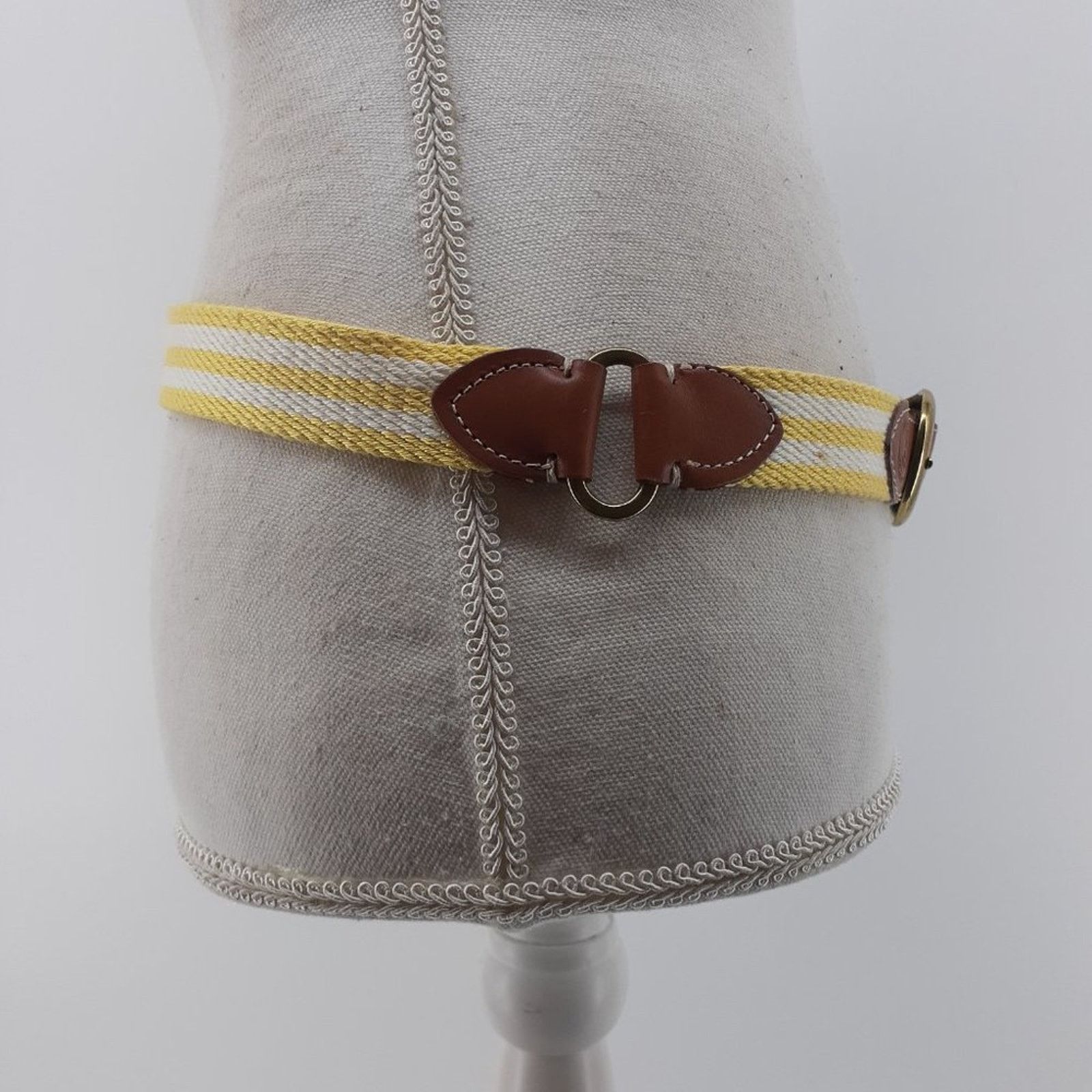 Tommy Hilfiger Tommy Hilfiger Striped Hub Yellow White Brown Leather Cotton Size ONE SIZE - 10 Thumbnail