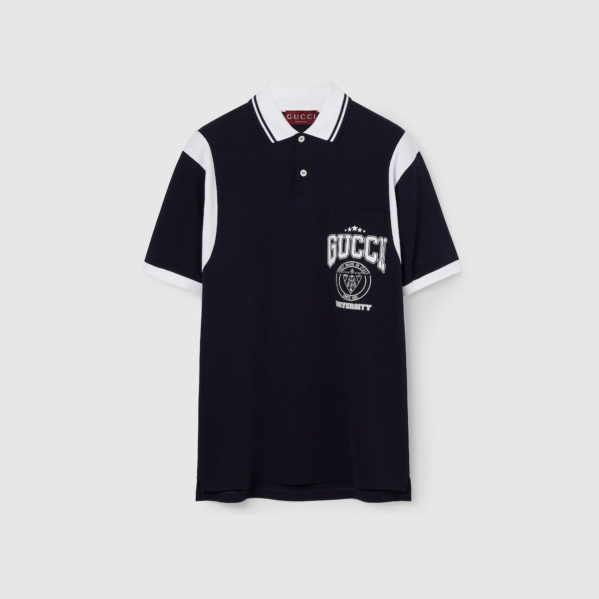 Gucci o1s1wg110925 Cotton Piquet Polo Shirt With Print in Navy Size US M / EU 48-50 / 2 - 1 Thumbnail