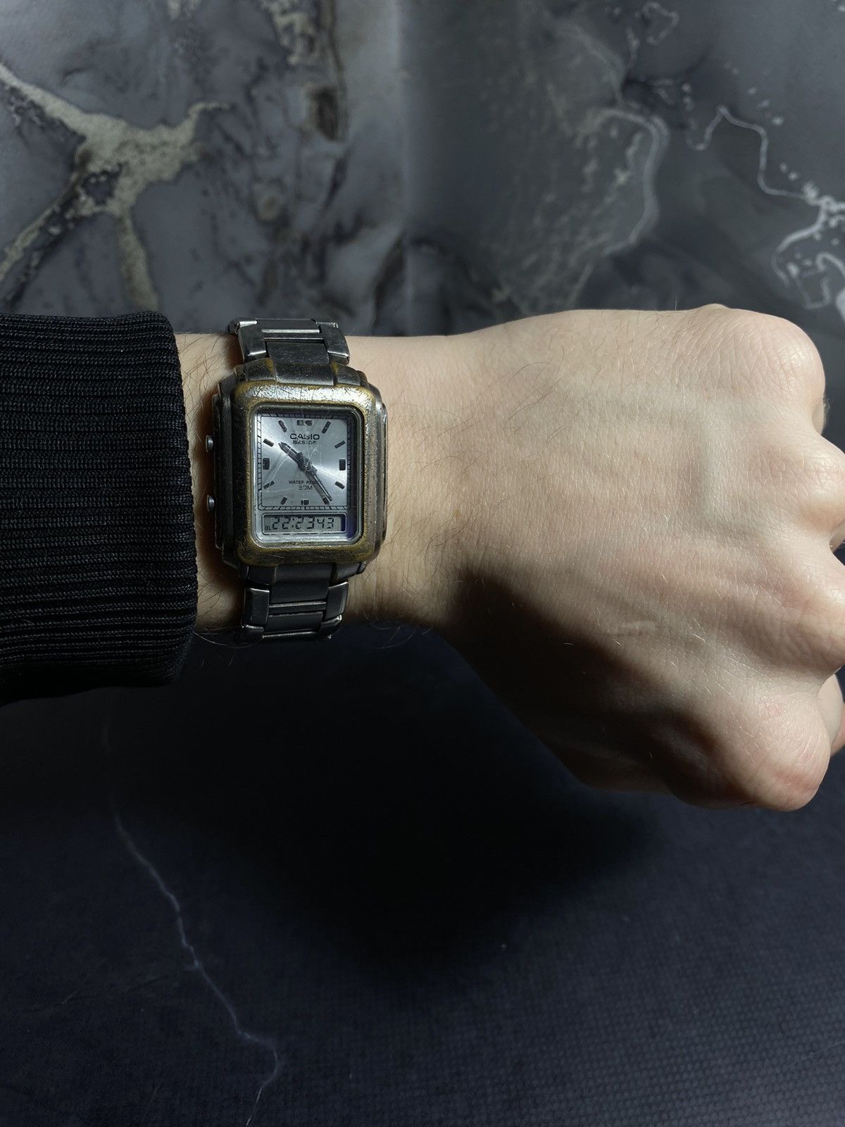 Casio Casio Beside Dual Display Vintage Stainless Steel Watch Size ONE SIZE - 1 Thumbnail