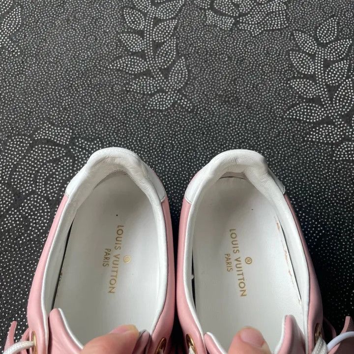 Louis Vuitton Louis Vuitton Pink Logo Velcro Sneakers for Women -2508 Size US 5 / IT 35 - 8 Thumbnail