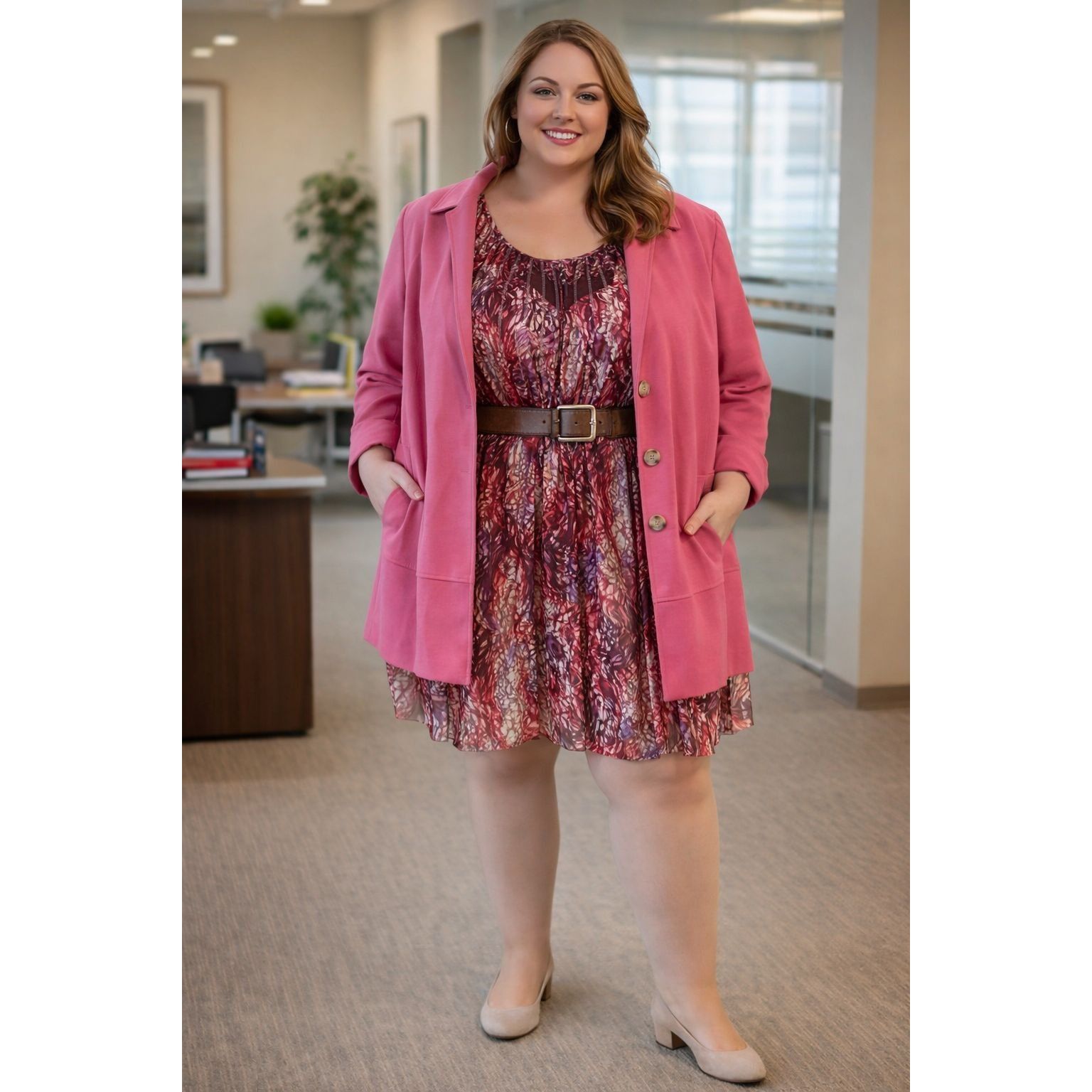 Other Womens Plus Size 2X 1-Pink Linen Cardigan 1-Belt 1-Chiffon D Size XXL / US 16-18 / IT 52-54 - 1 Thumbnail