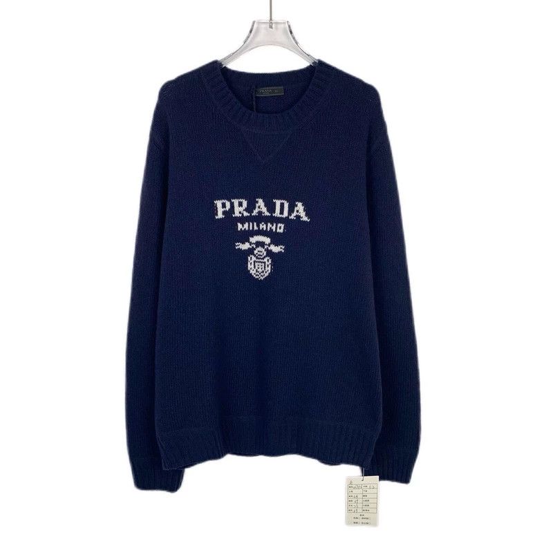 Prada Prada Logo letter inlaid black wool mixed cashmere knitted Size US L / EU 52-54 / 3 - 1 Thumbnail