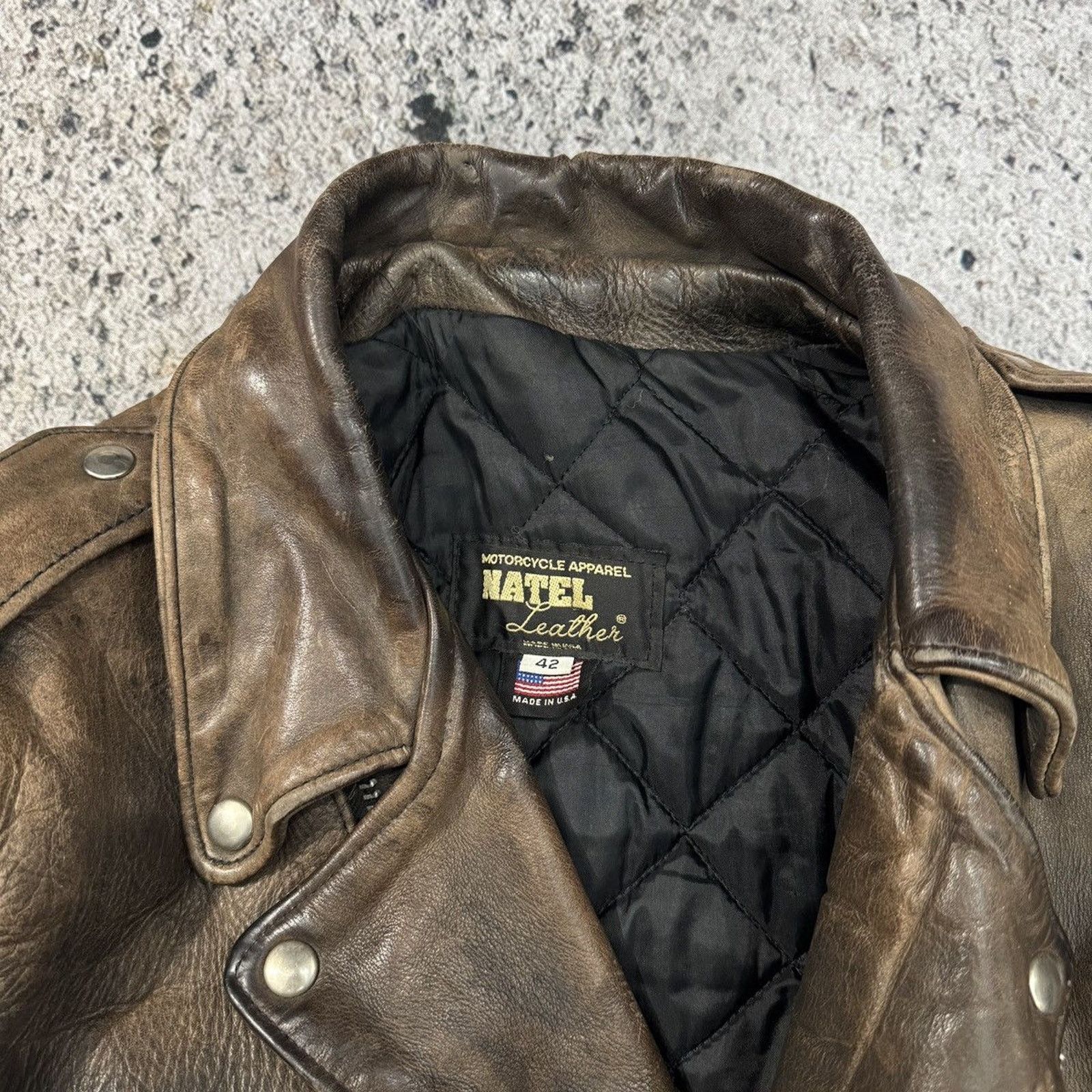 Vintage 90s Aged Faded Leather Motorcycle Jacket ERD Grunge Biker Size US L / EU 52-54 / 3 - 3 Thumbnail