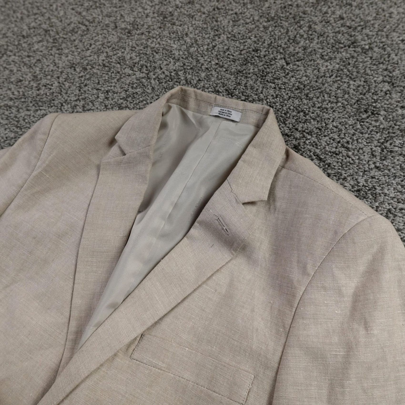 Calvin Klein Calvin Klein Blazer Womens 16 Beige Linen Blend Single-Breasted Notch Lapel 100% Polyester Lining Size XXL / US 16-18 / IT 52-54 - 2 Thumbnail