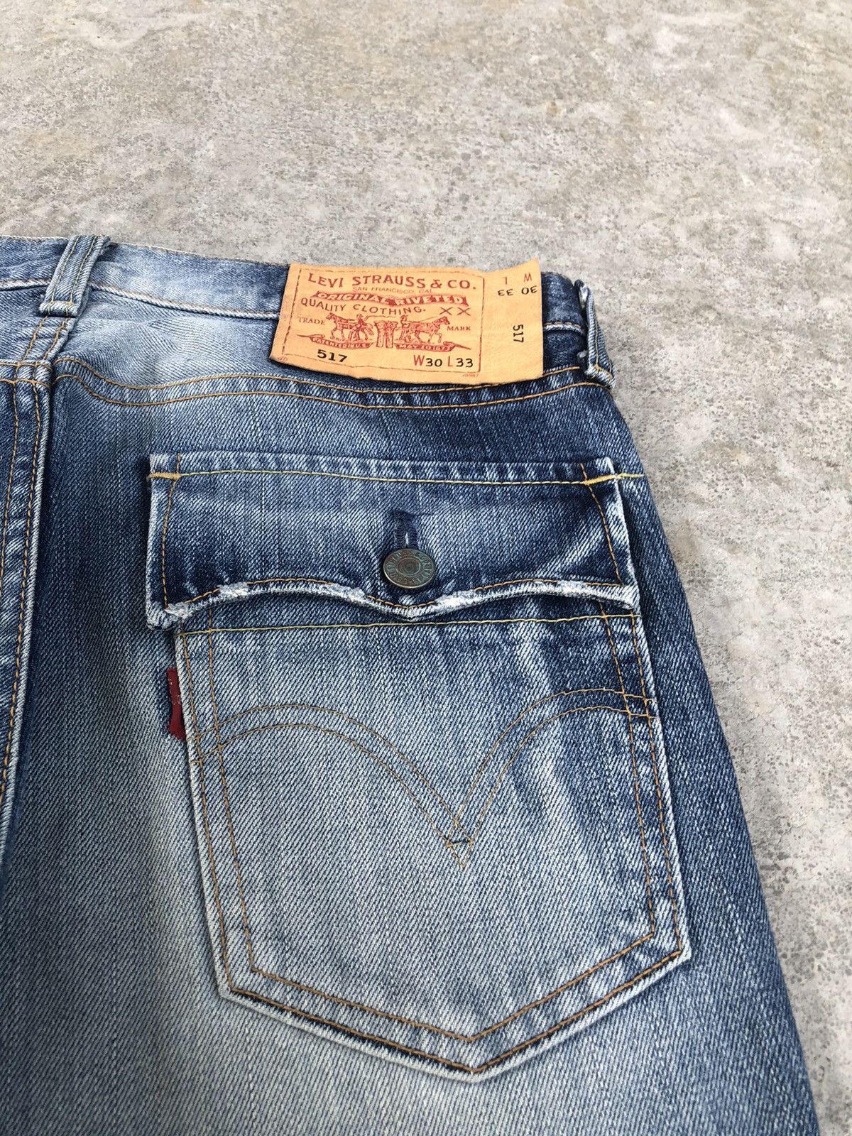 Le Grande Bleu (L.G.B.) Y2k Levis 517 Flared Jeans Distressed Jeans Size US 30 / EU 46 - 16 Thumbnail