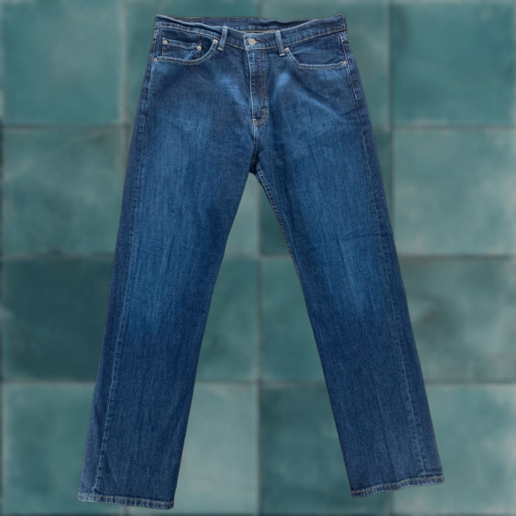 Levi's Levi's 505 Jeans Mens 36x34 Regular Straight Dark Blue Stretch Denim Mid Rise Jeans Size US 36 / EU 52 - 1 Thumbnail