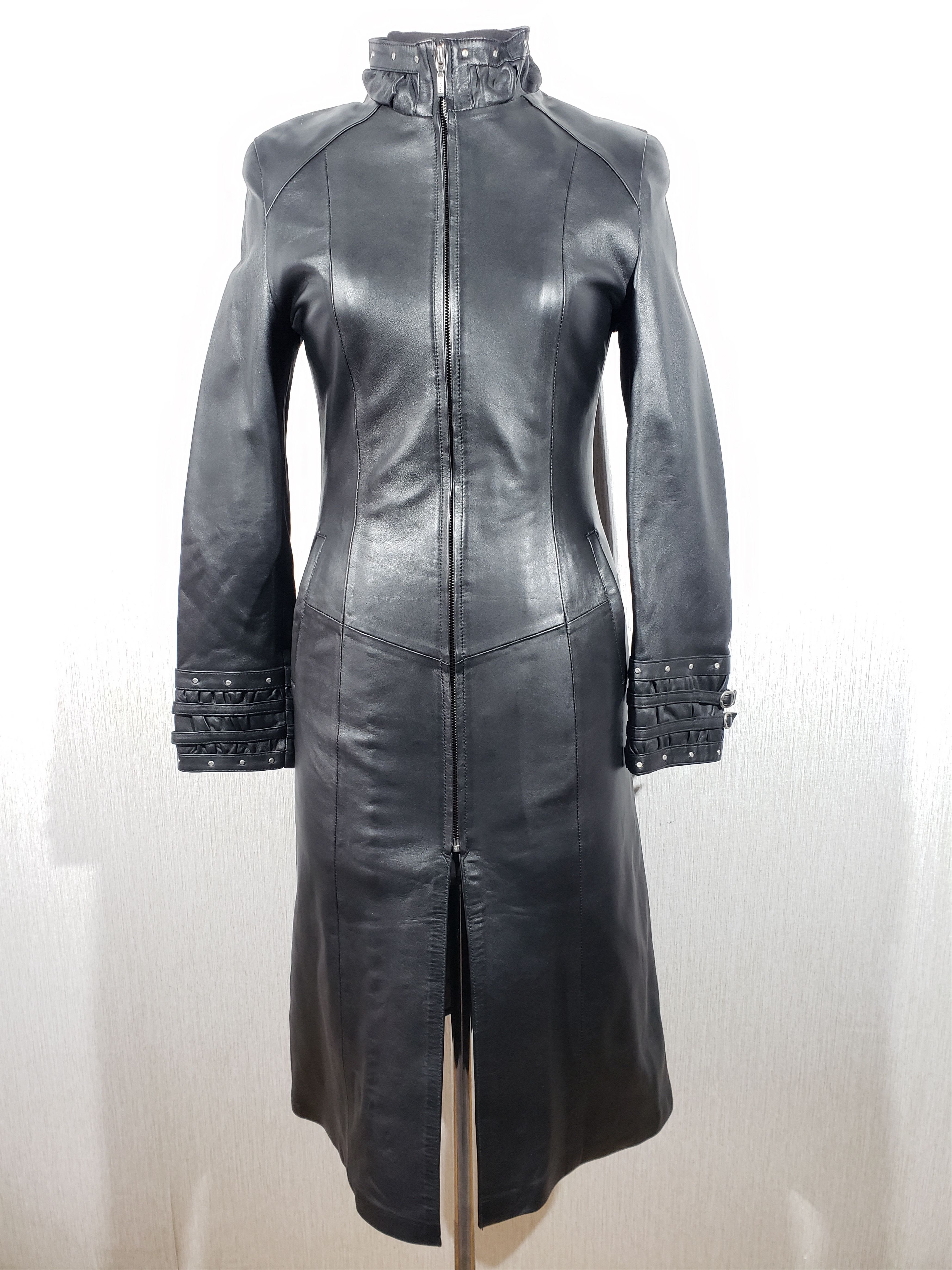 image of Art Stylish Long Women's Black Jacket (Size Small)