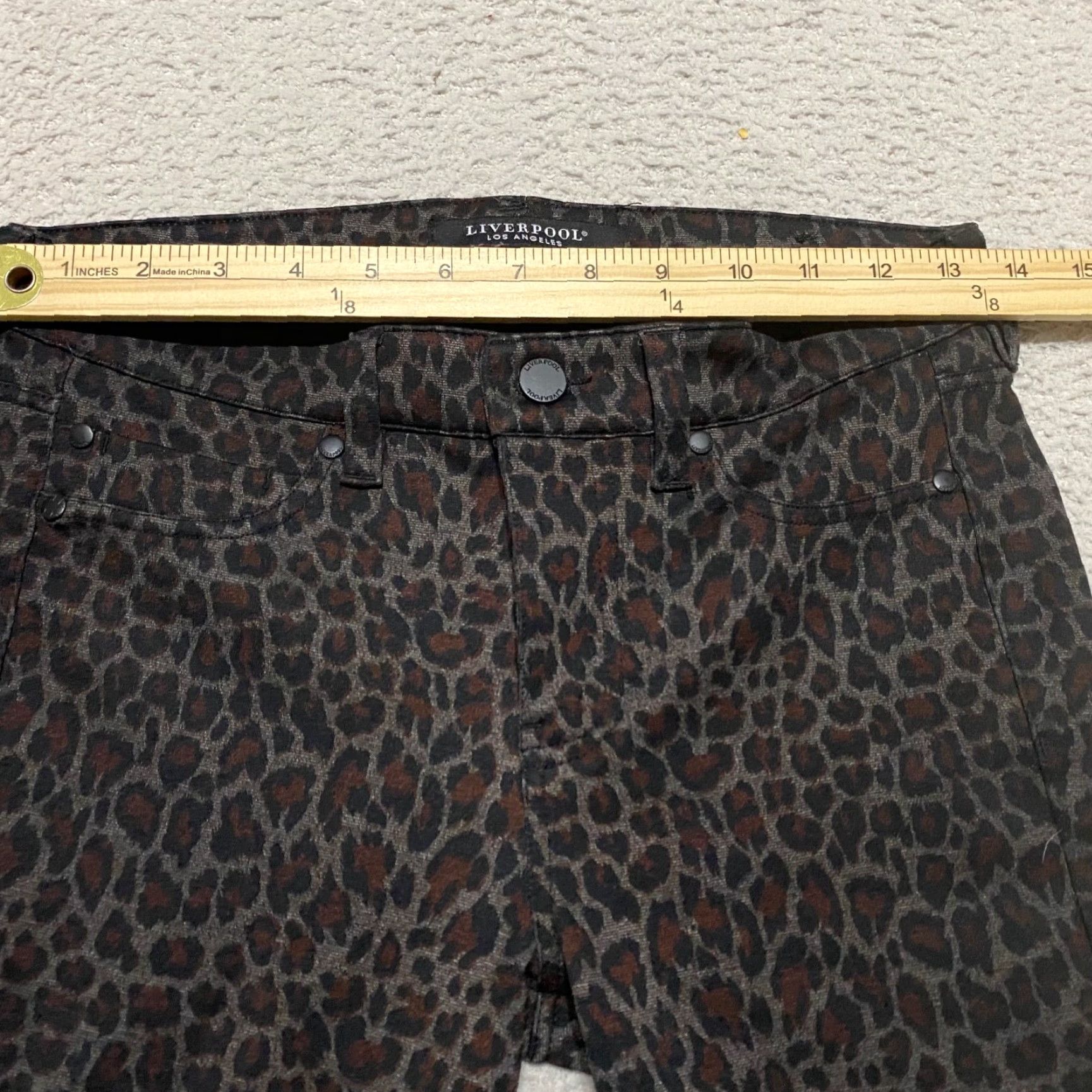 Vintage Liverpool Jeans Pants Womens 2 Brown Cheetah Print Jegging Skinny Mid Rise Ankle 28in Inseam Womens Size 26" / US 2 / IT 38 - 5 Thumbnail