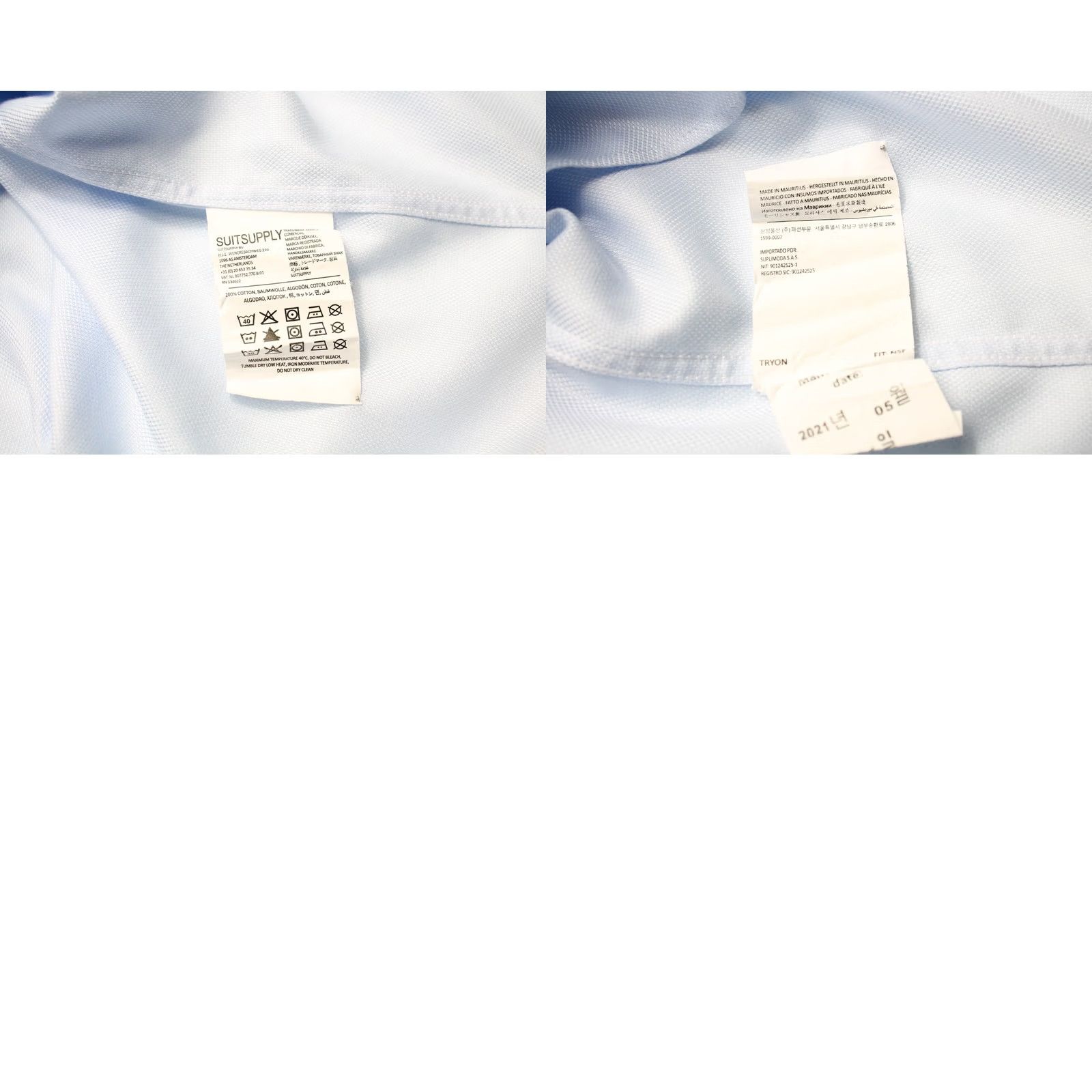 Suitsupply SUITSUPPLY Shirt Men's Blue Slim Fit Formal Cutaway Collar 38/15 Size 38R - 8 Thumbnail