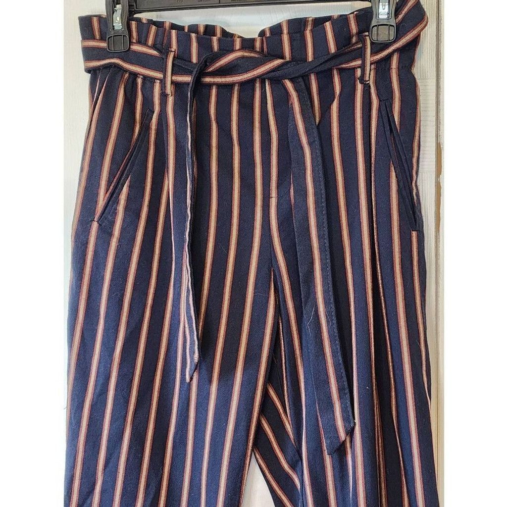 Zara Zara Navy Striped Pants Size 27" / US 4 / IT 40 - 8 Thumbnail