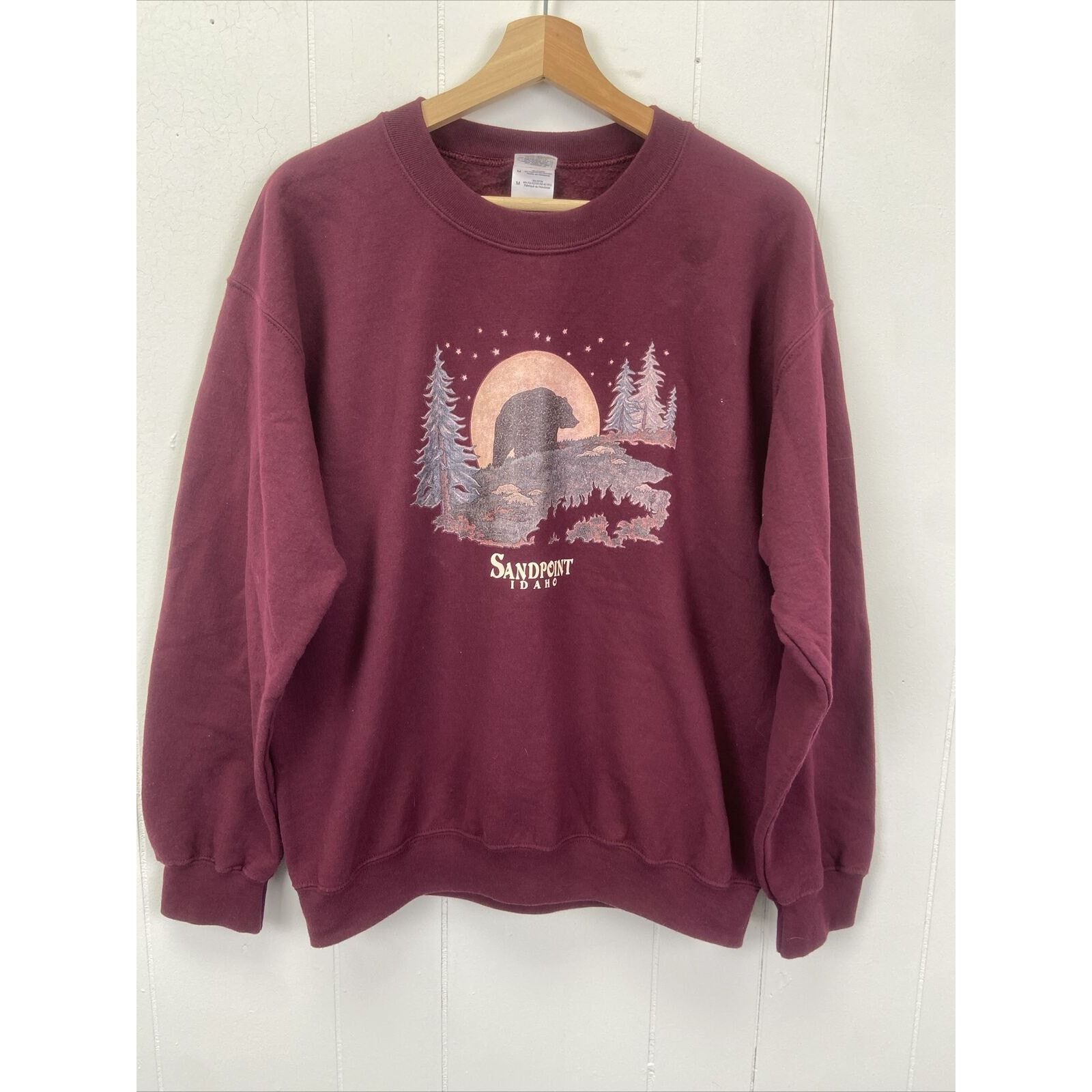 Vintage Sandpoint Idaho Bear Graphic Burgundy Sweatshirt Medium Size US M / EU 48-50 / 2 - 1 Thumbnail