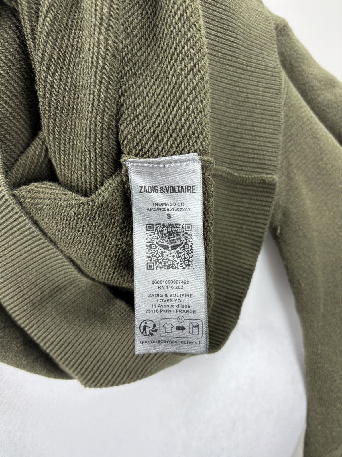 Zadig & Voltaire Mens sweater Zadig Voltaire Size S Color Green/Khaki Size US S / EU 44-46 / 1 - 14 Thumbnail