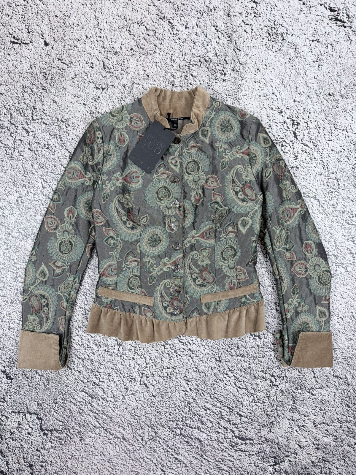 plein sud NWT Vintage Plein Sud Quilted Paisley Velvet Jacket Y2K S Size XS / US 0-2 / IT 36-38 - 1 Thumbnail