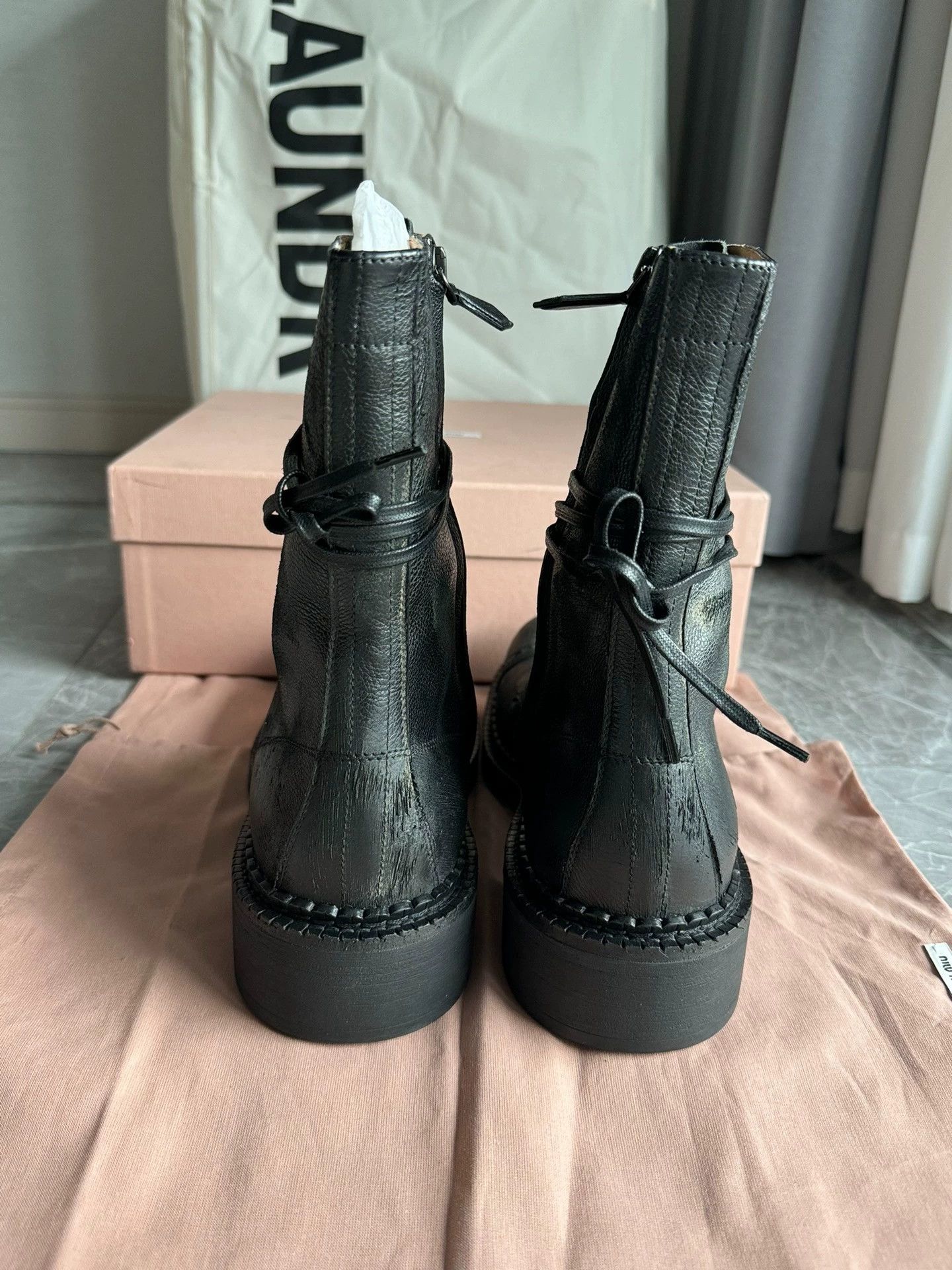 Miu Miu MIU MIU 25FW distressed biker boots black 40 Size US 9.5 / IT 39.5 - 5 Thumbnail