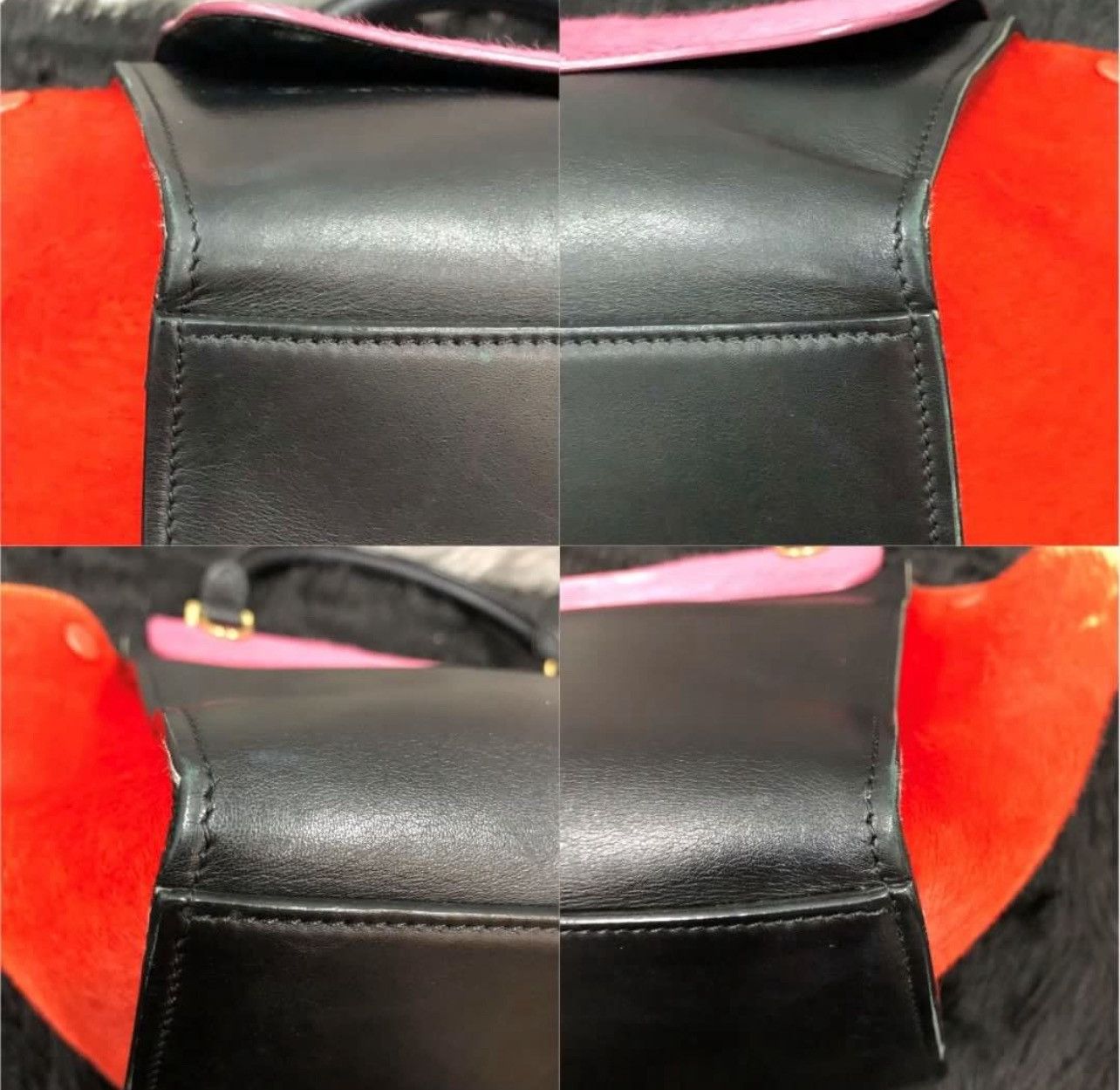 Celine CELINE Pink/Red/Black Tricolor Pony Hair Small Trapeze Bag Size ONE SIZE - 4 Thumbnail
