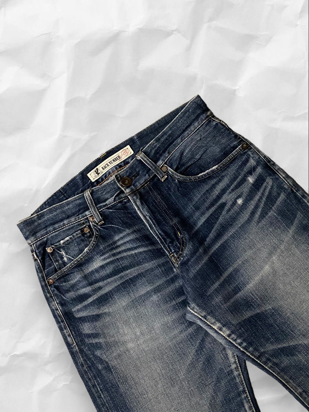 If Six Was Nine × Japanese Brand × Vintage Back Number Japan Distressed Dark Blue Wash Denim Jeans Size US 34 / EU 50 - 2 Thumbnail