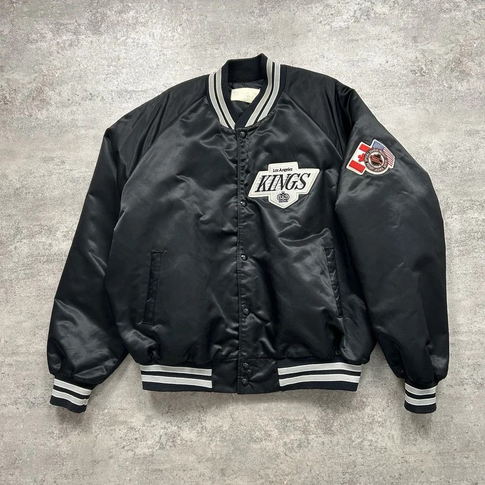 LOS ANGELES KINGS CHALK LINE SATIN JACKET BOMBER MADE IN USa