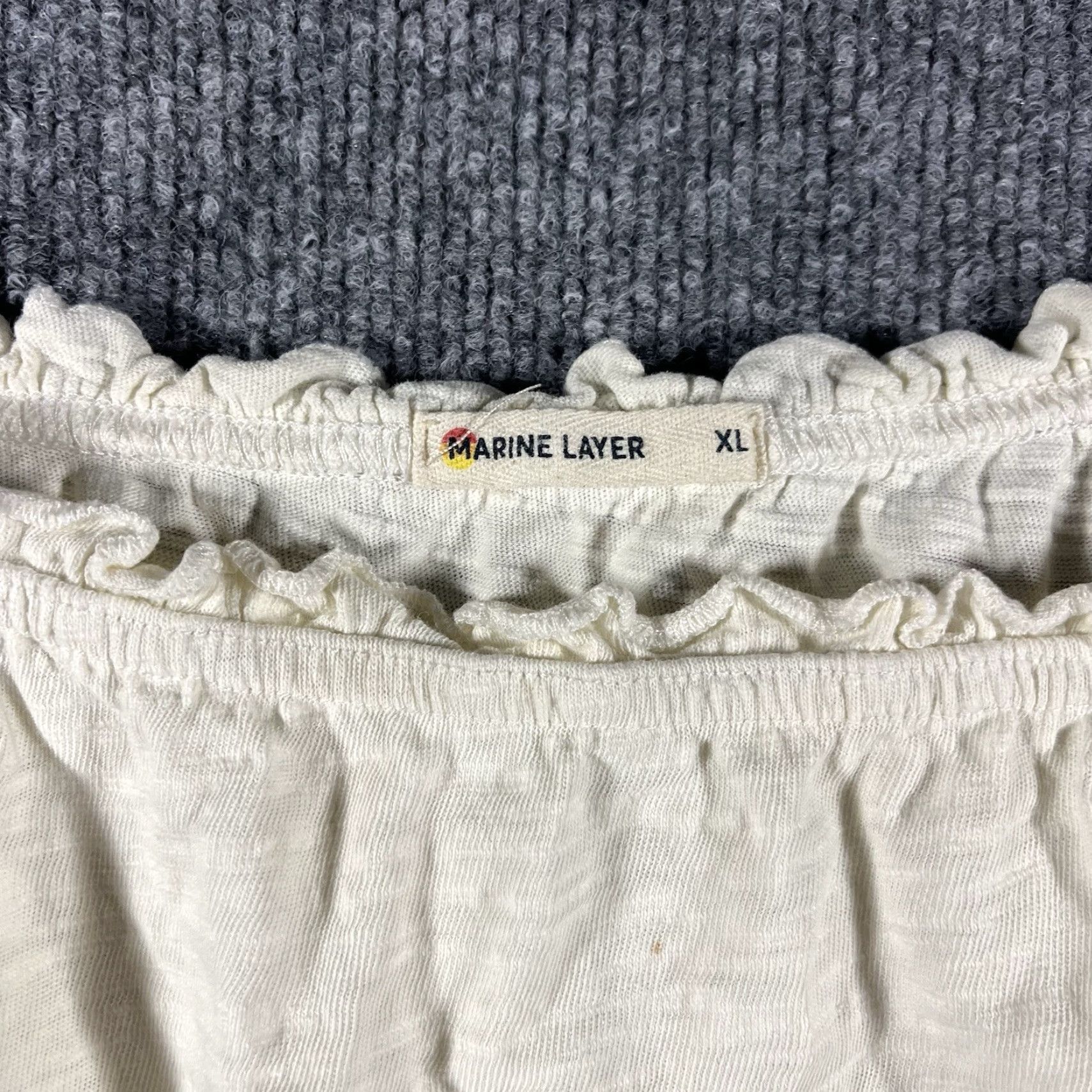 Marine Layer MARINE LAYER Square Neck Smocked Tank Top Women's XL White Basic Size XL / US 12-14 / IT 48-50 - 2 Thumbnail